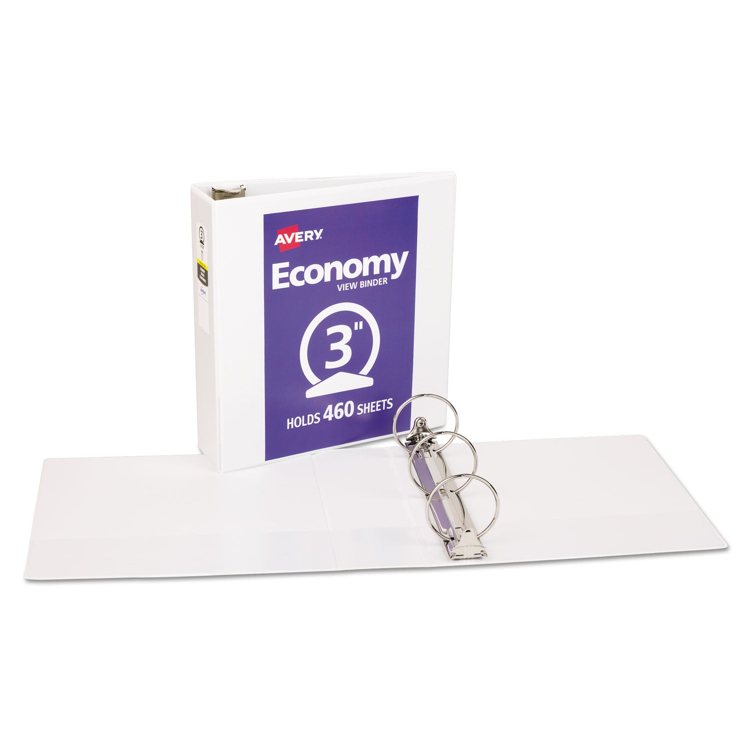 Avery® Economy View Binder with Round Rings , 3 Rings, 3" Capacity, 11 x 8.5, White, (5741)