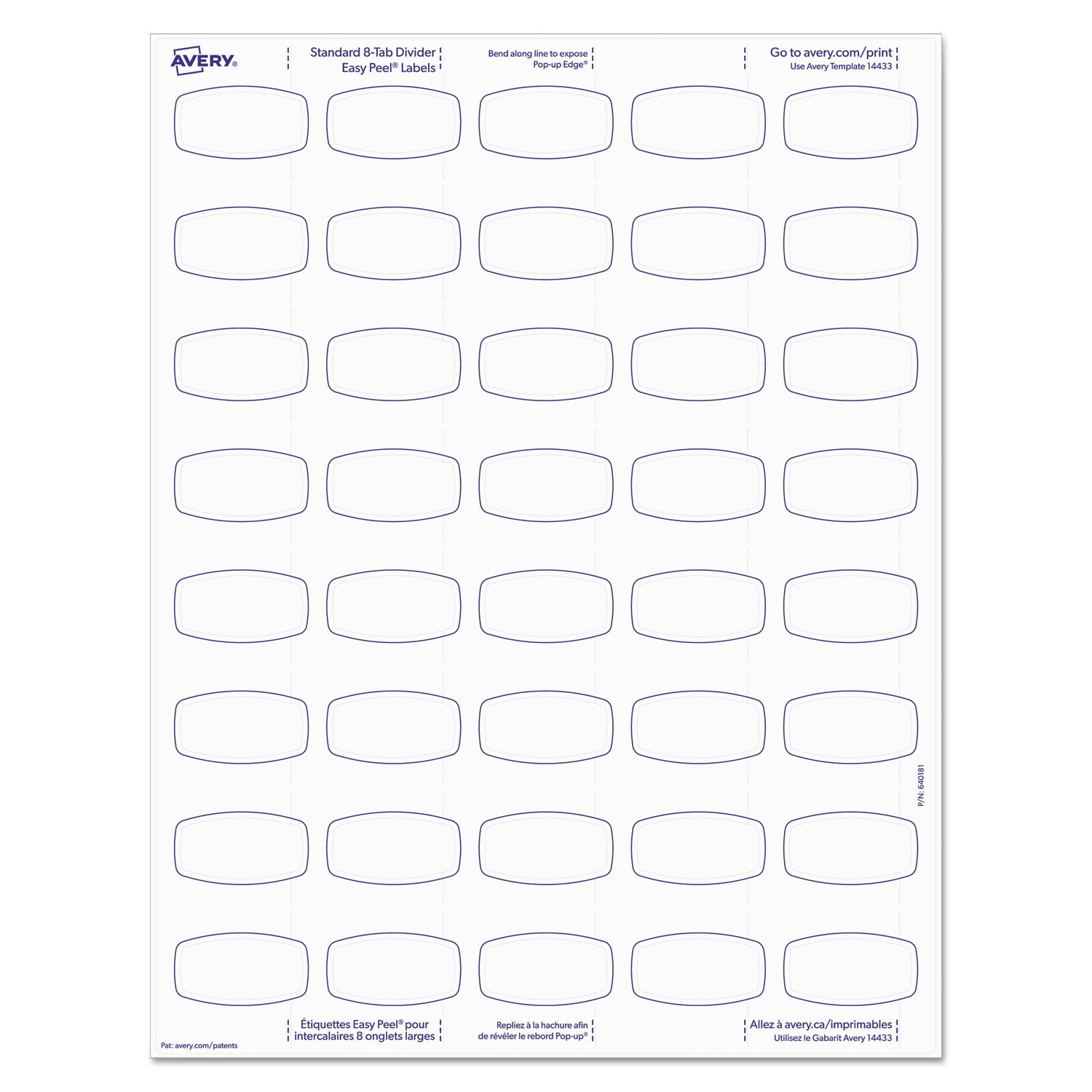 Avery® Big Tab Printable White Label Tab Dividers, 8-Tab, 11 x 8.5, White, 20 Sets