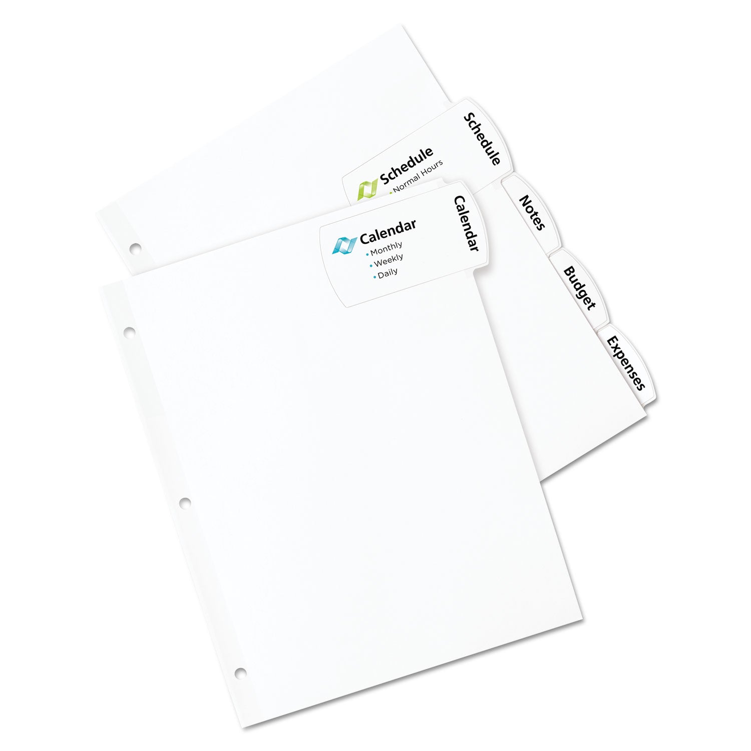 Avery® Big Tab Printable Large White Label Tab Dividers, 5-Tab, 11 x 8.5, White, 20 Sets