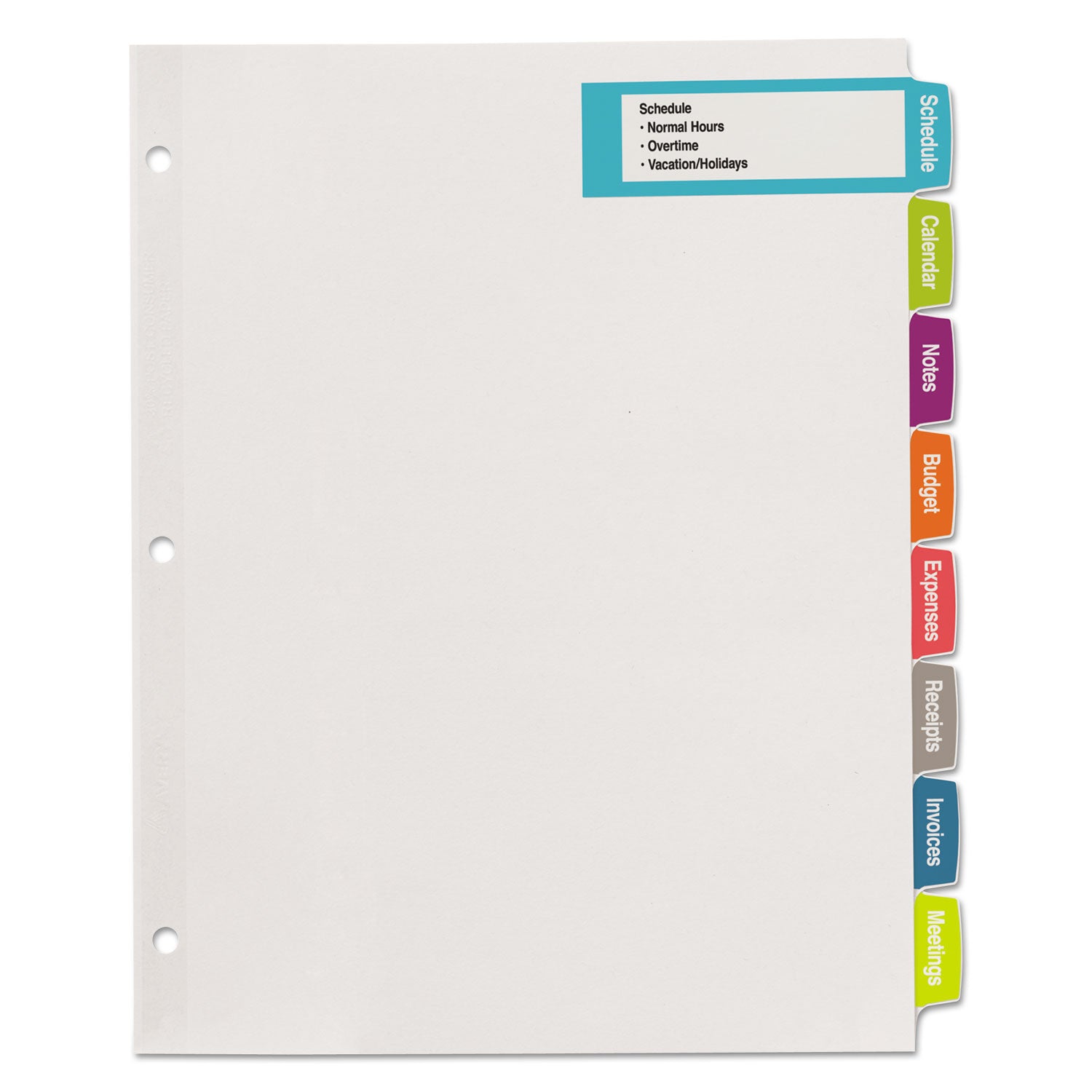 Avery® Big Tab Printable Large White Label Tab Dividers, 8-Tab, 11 x 8.5, White, 20 Sets