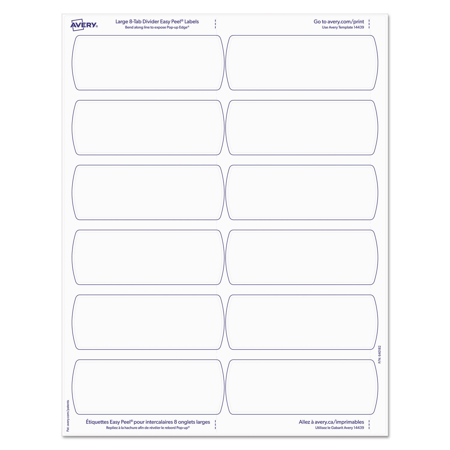 Avery® Big Tab Printable Large White Label Tab Dividers, 8-Tab, 11 x 8.5, White, 20 Sets