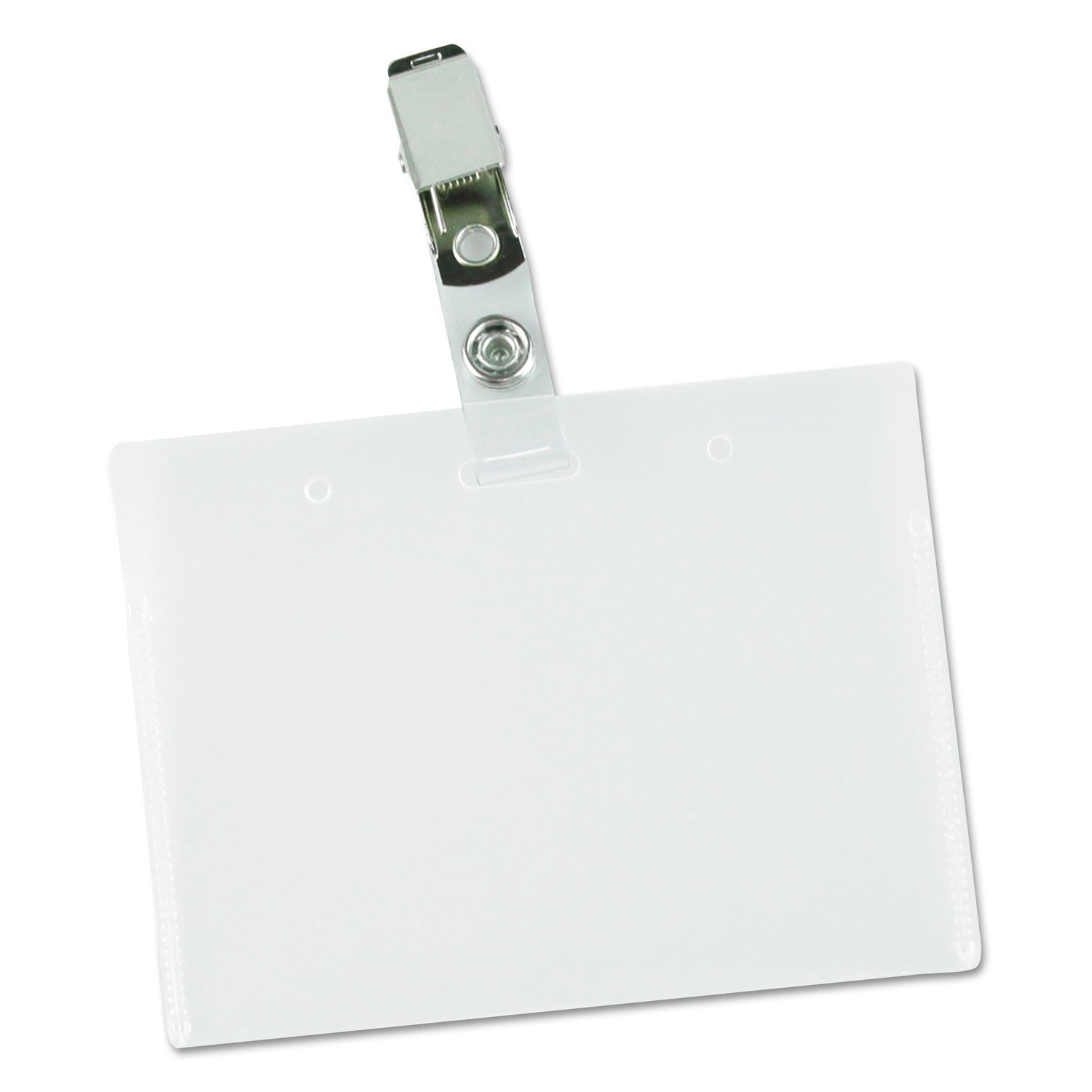 Universal® Deluxe Clear Badge Holder w/Garment-Safe Clips, 2.25 x 3.5, White Insert, 50/Box