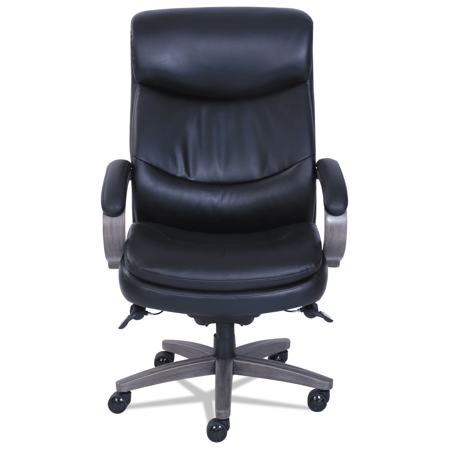 La-Z-Boy® Woodbury Big/Tall Executive Chair, Supports Up to 400 lb, 20.25" to 23.25" Seat Height, Black Seat/Back, Weathered Gray Base