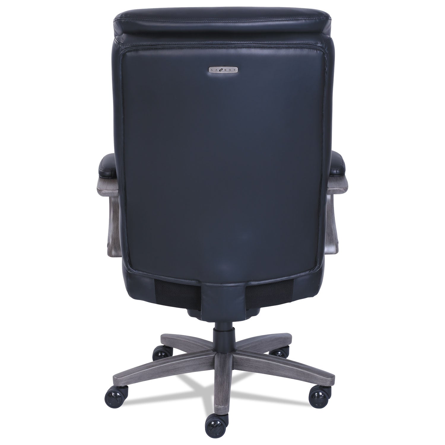 La-Z-Boy® Woodbury Big/Tall Executive Chair, Supports Up to 400 lb, 20.25" to 23.25" Seat Height, Black Seat/Back, Weathered Gray Base