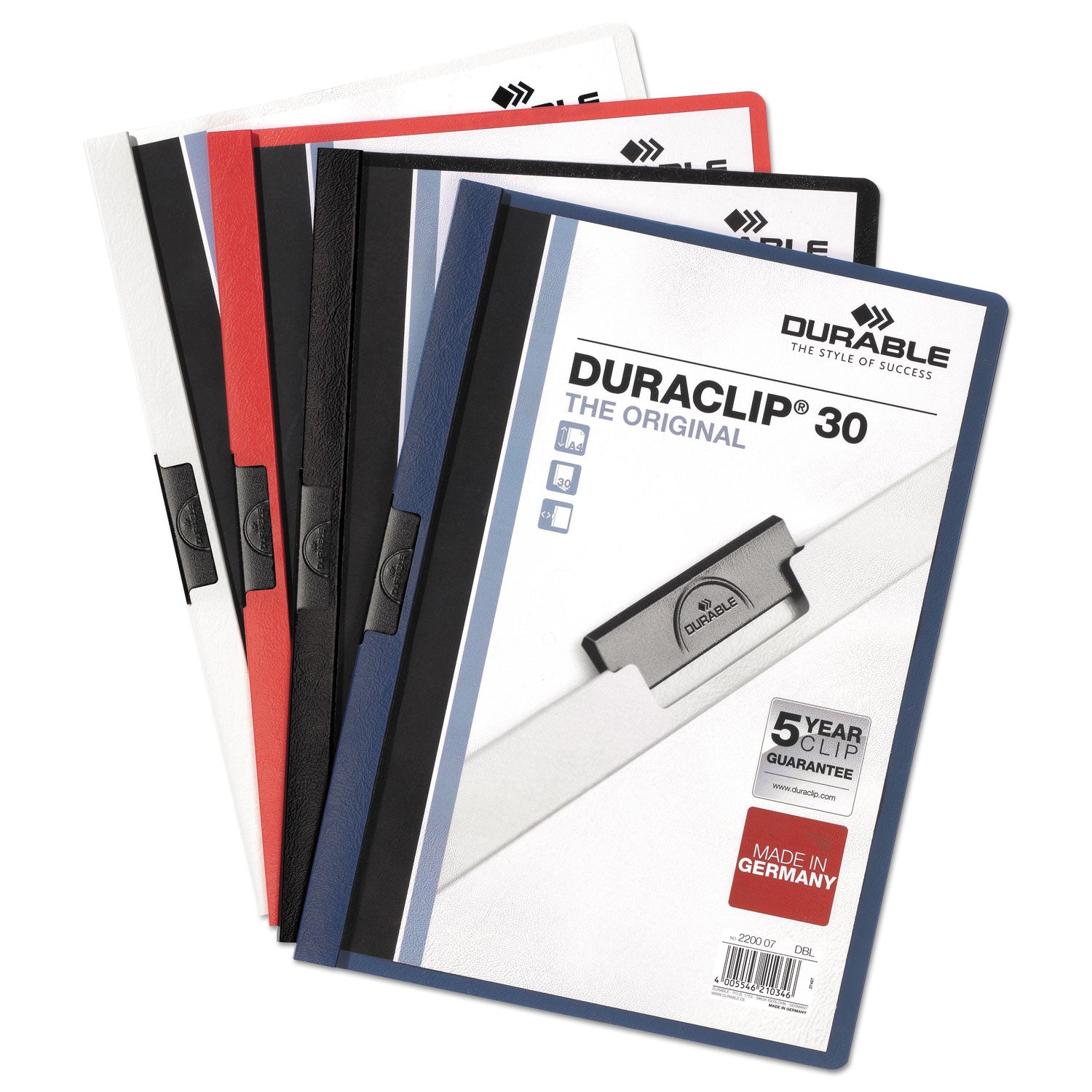 Durable® DuraClip Report Cover, Clip Fastener, 8.5 x 11,  Clear/Graphite, 25/Box