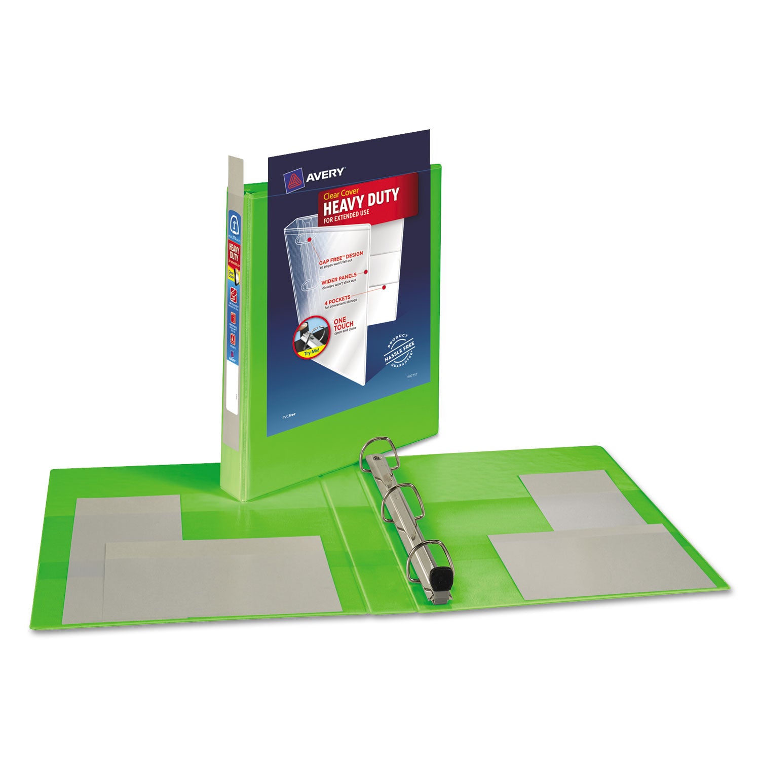 Avery® Heavy-Duty View Binder with DuraHinge and One Touch EZD Rings, 3 Rings, 1" Capacity, 11 x 8.5, Chartreuse