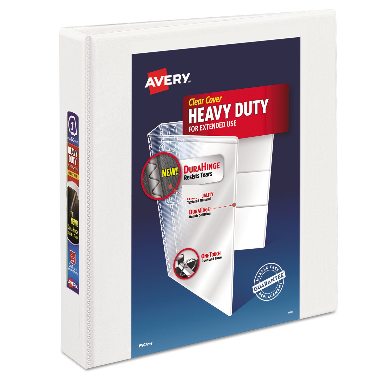 Heavy-Duty View Binder with DuraHinge and One Touch EZD Rings, 3 Rings, 1.5" Capacity, 11 x 8.5, White