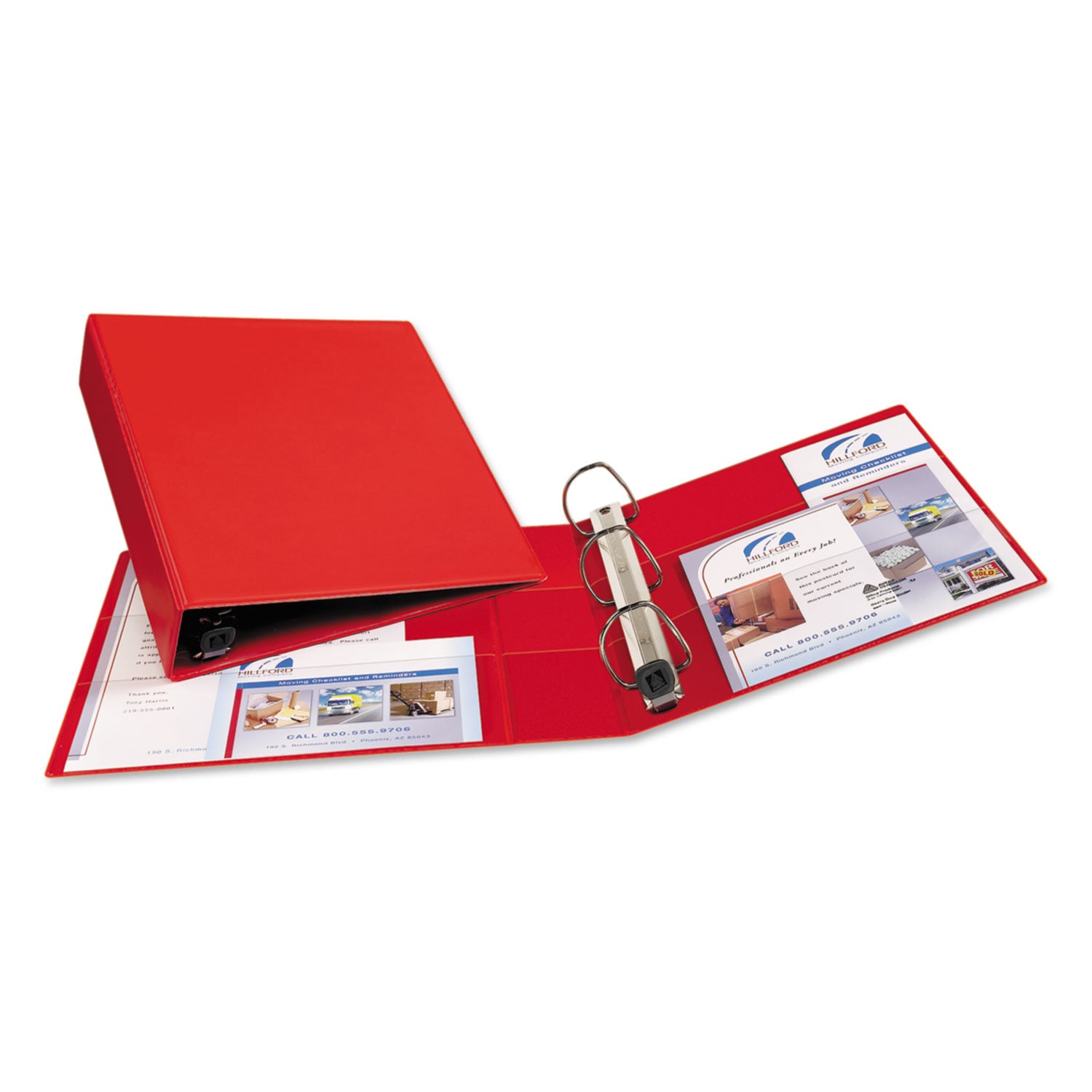 Avery® Heavy-Duty Non-View Binder with DuraHinge and One Touch EZD Rings, 3 Rings, 2" Capacity, 11 x 8.5, Red