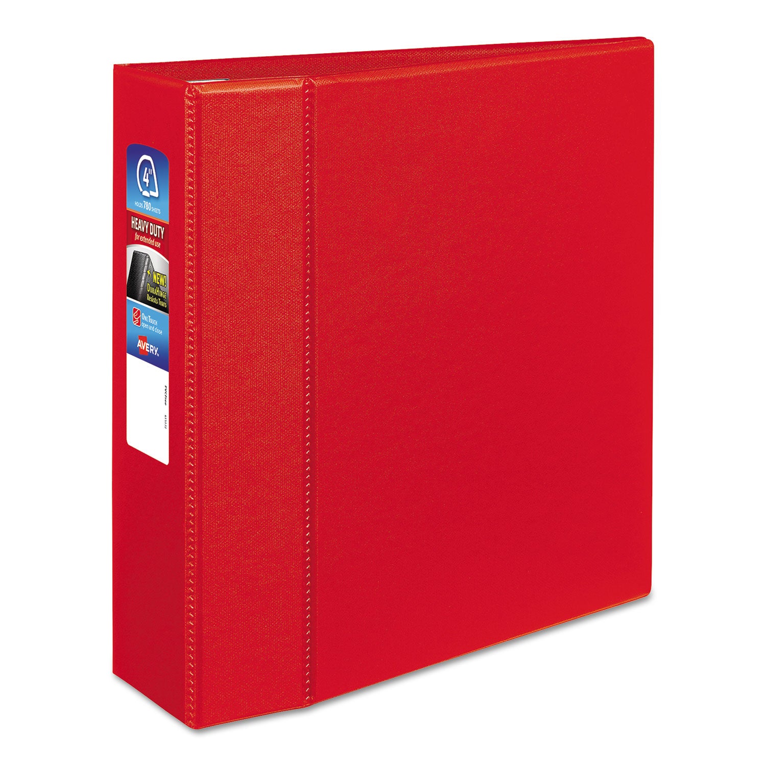 Heavy-Duty Non-View Binder with DuraHinge and Locking One Touch EZD Rings, 3 Rings, 4" Capacity, 11 x 8.5, Red