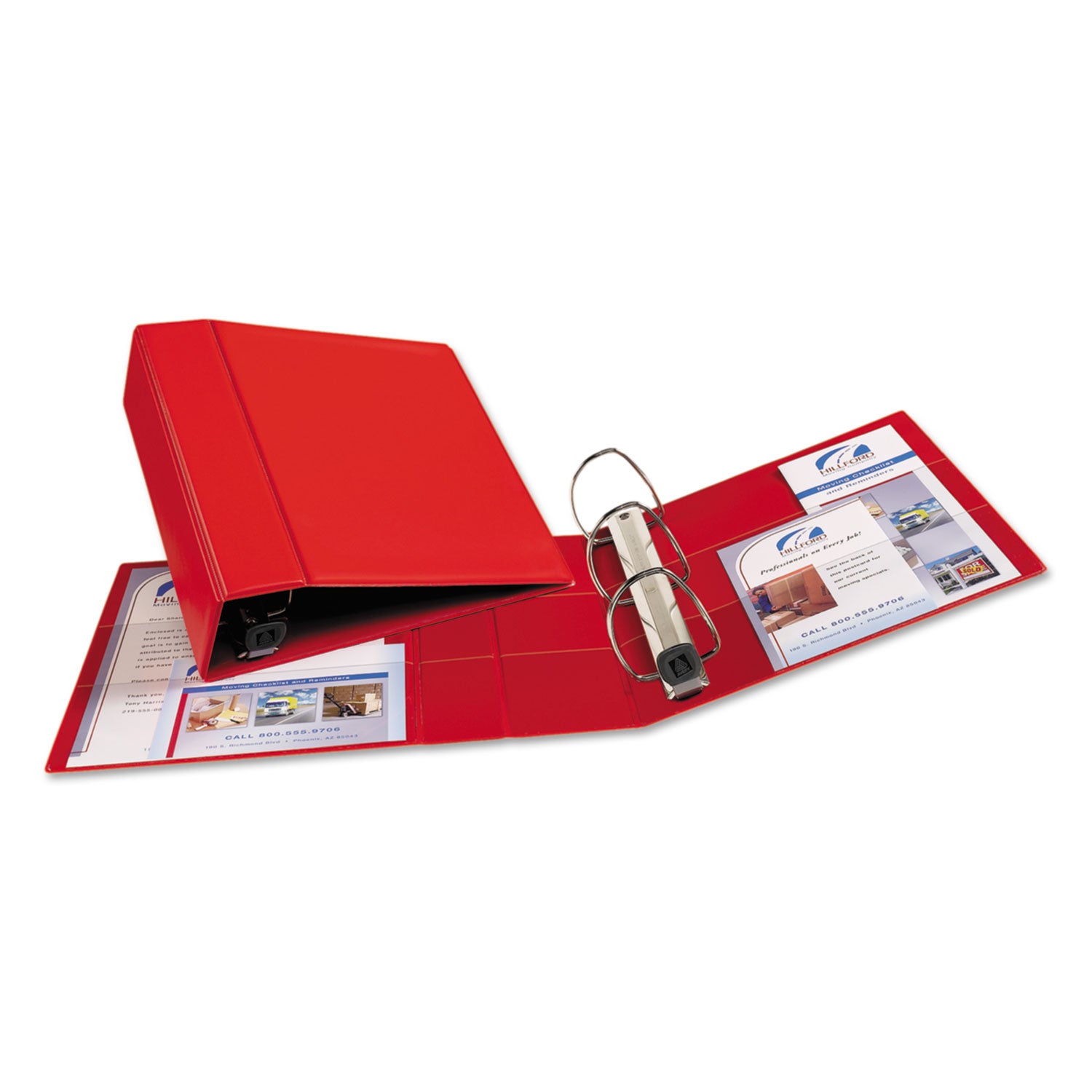 Avery® Heavy-Duty Non-View Binder with DuraHinge and Locking One Touch EZD Rings, 3 Rings, 4" Capacity, 11 x 8.5, Red