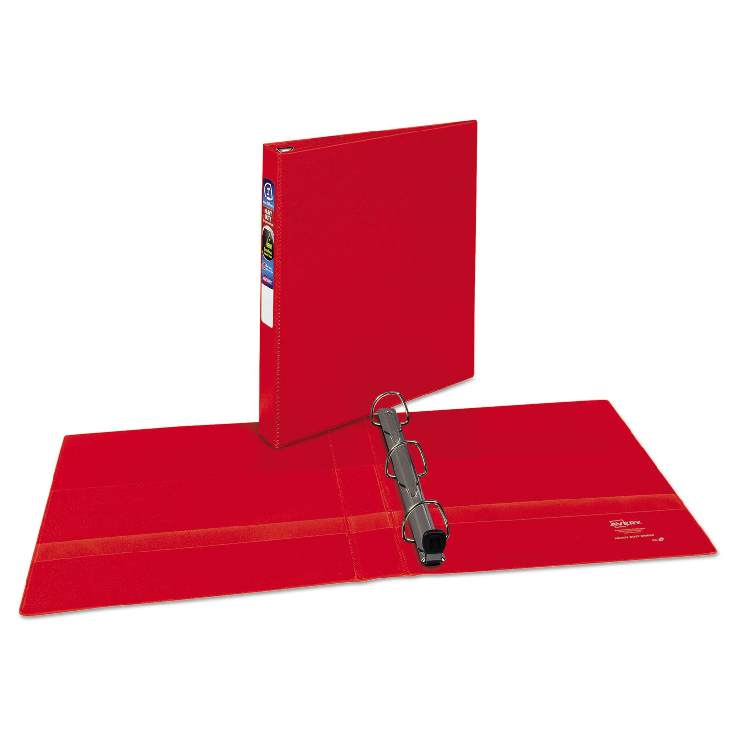 Heavy-Duty Non-View Binder with DuraHinge and One Touch EZD Rings, 3 Rings, 1" Capacity, 11 x 8.5, Red