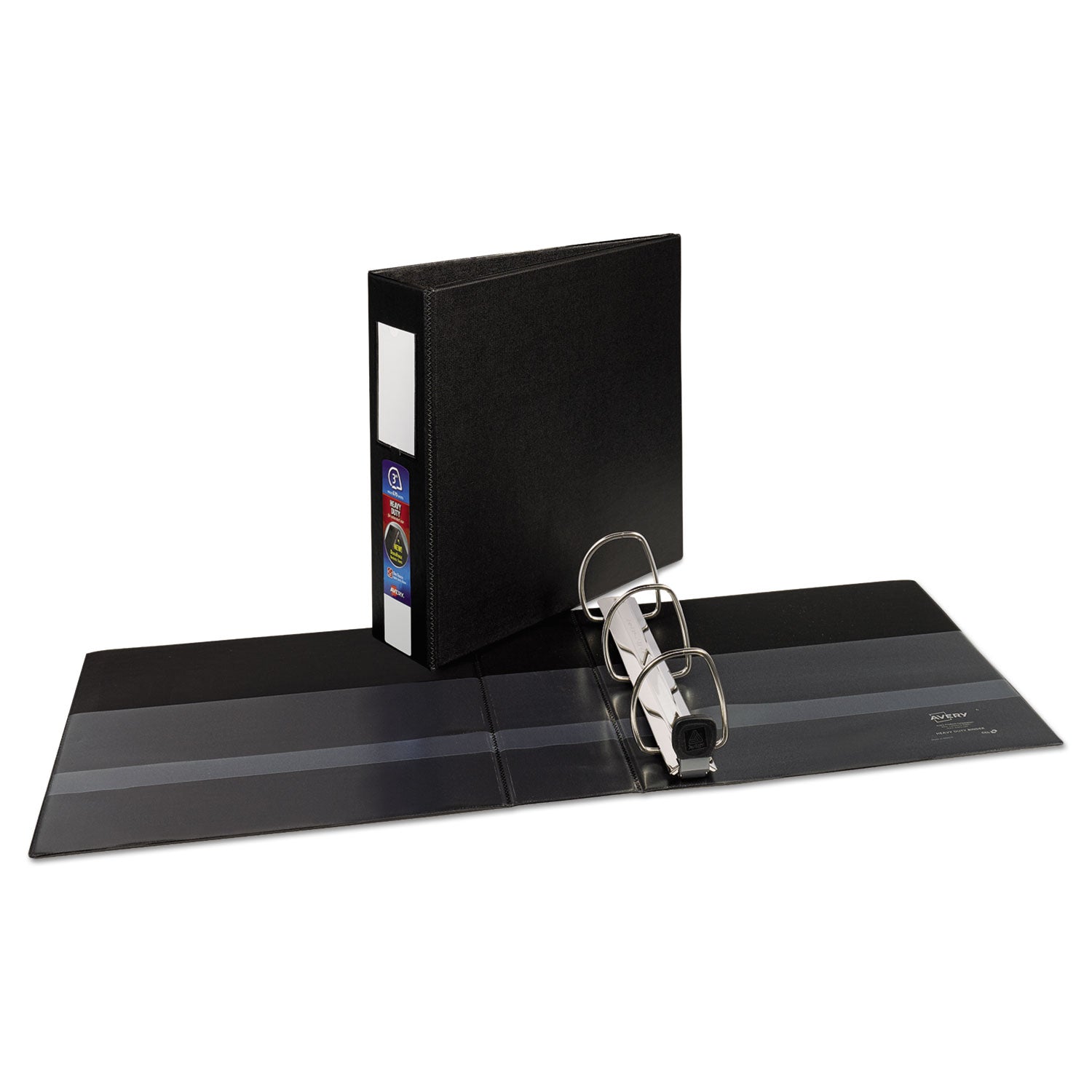 Avery® Heavy-Duty Non-View Binder with DuraHinge, Three Locking One Touch EZD Rings and Spine Label, 3" Capacity, 11 x 8.5, Black