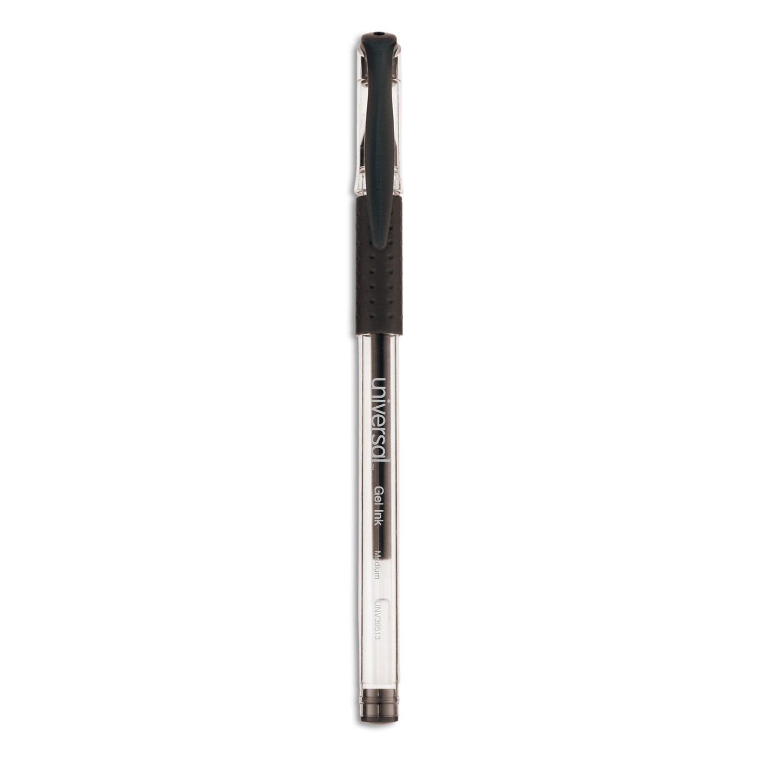 Comfort Grip Gel Pen, Stick, Medium 0.7 mm, Black Ink, Clear/Black Barrel, 60/Pack