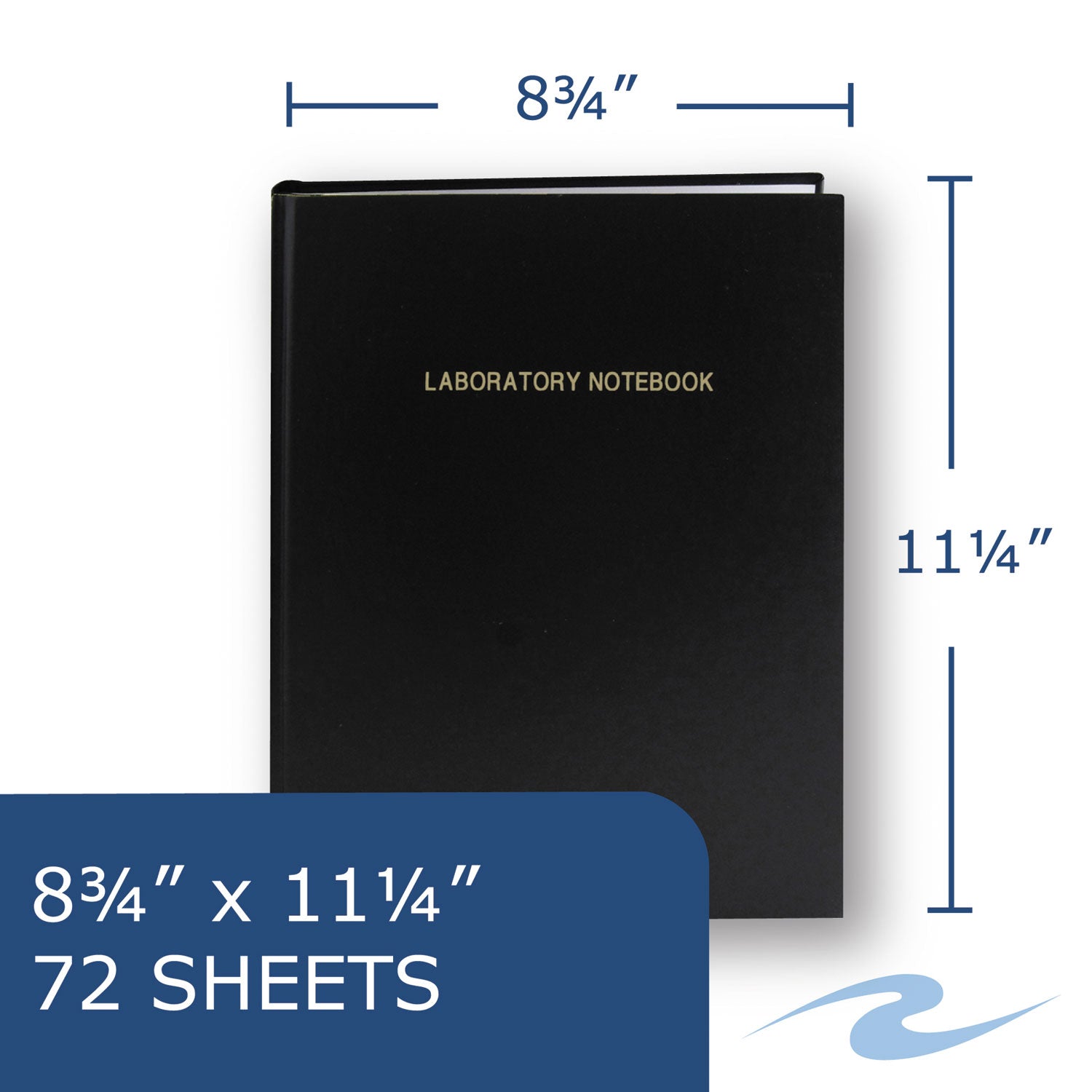 Roaring Spring® Lab Research Notebook, Quadrille Rule (5 sq/in), Black Cover, (72) 11.25 x 8.75 Sheets