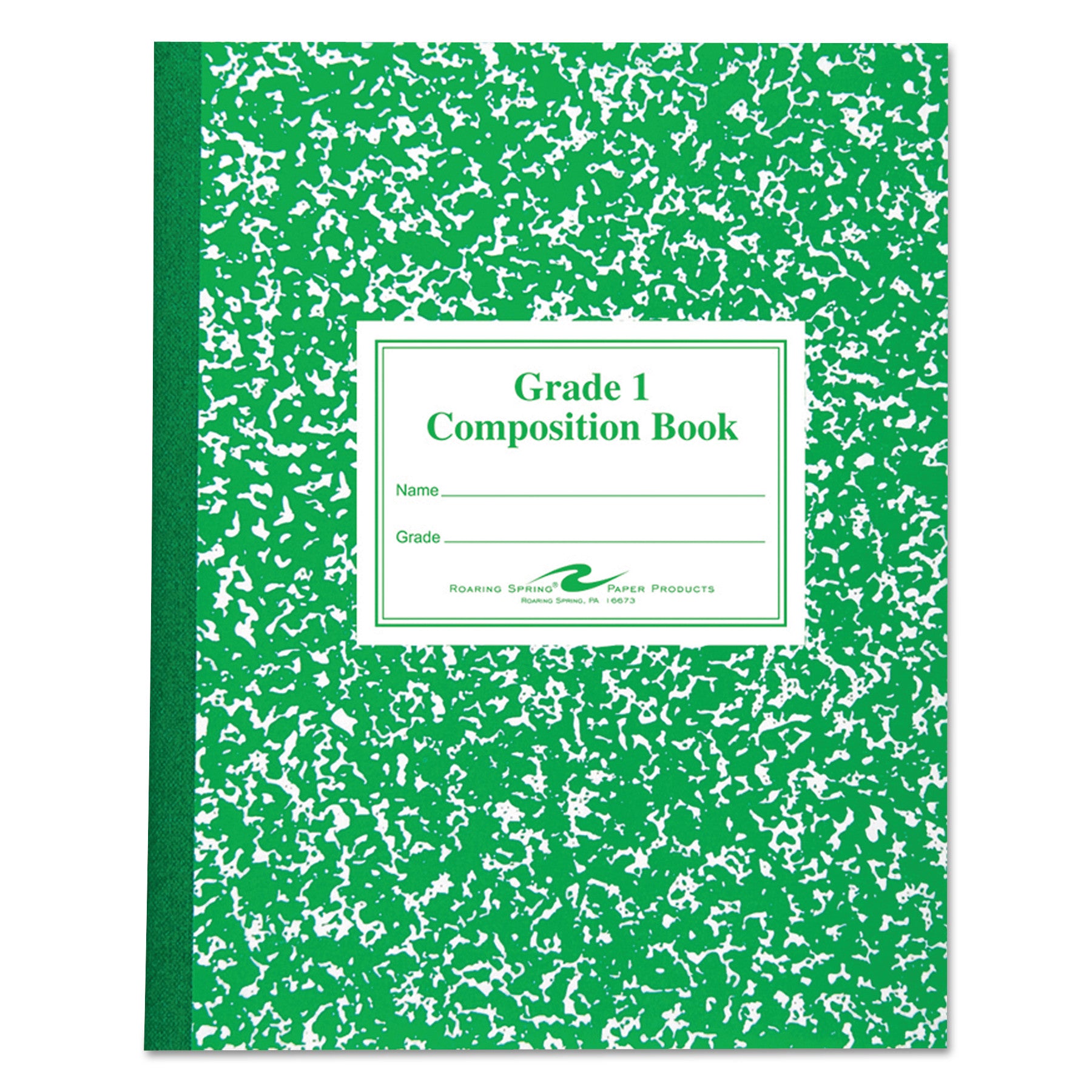 Grade School Ruled Composition Book, Grade 1 Manuscript Format, Green Cover, (50) 9.75 x 7.75 Sheets