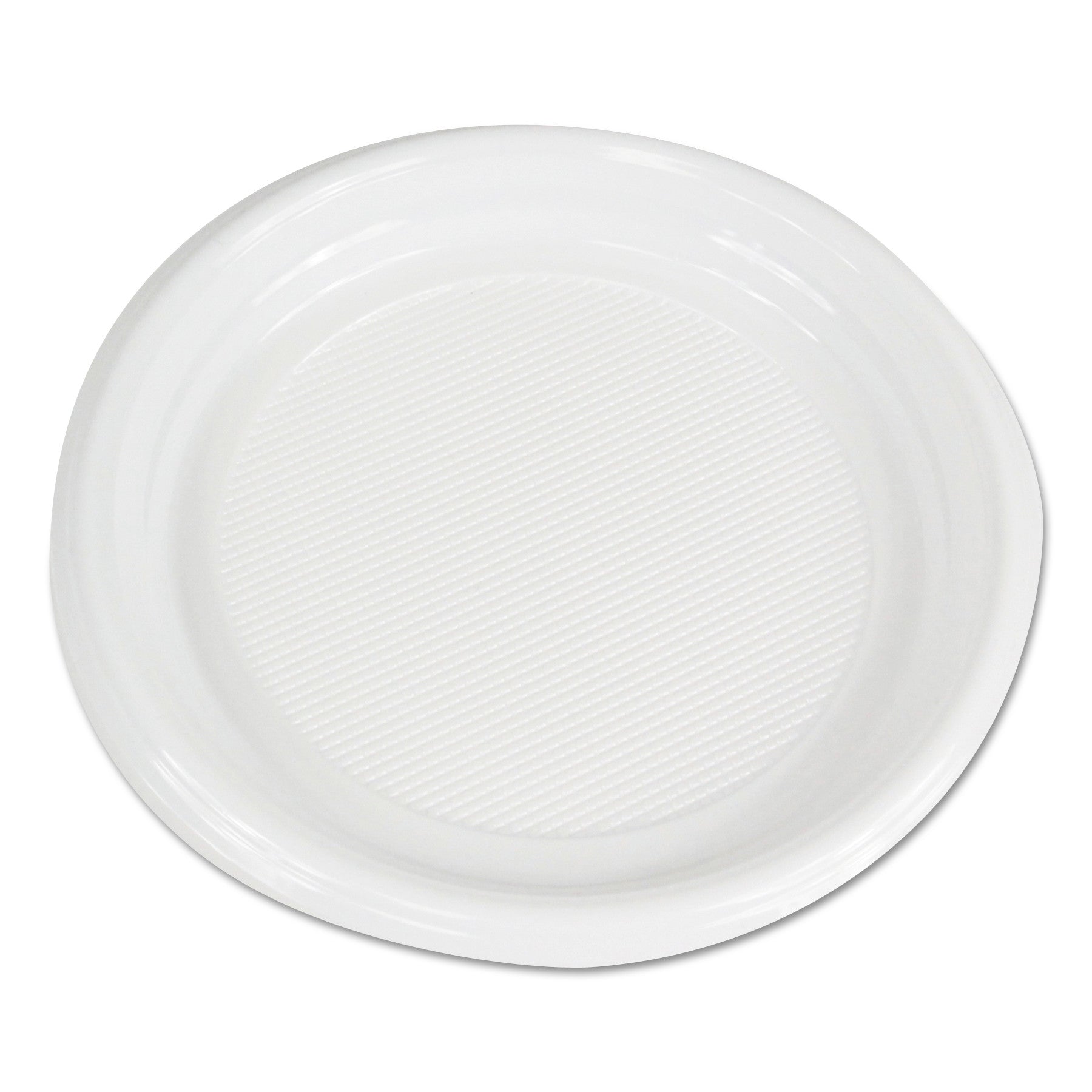 Hi-Impact Plastic Dinnerware, Plate, 9" dia, White, 500/Carton