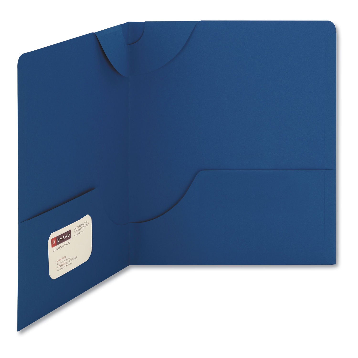 Smead™ Lockit Two-Pocket Folder, Textured Paper, 100-Sheet Capacity, 11 x 8.5, Dark Blue, 25/Box