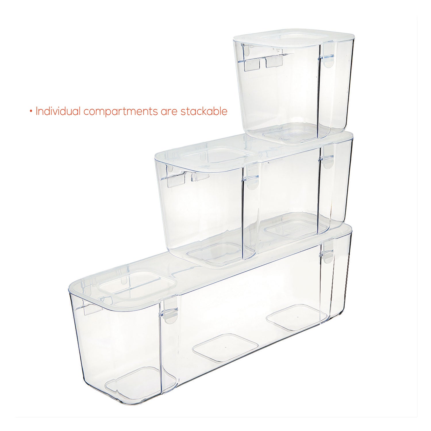 deflecto® Stackable Caddy Organizer, Large, Plastic, 13.24 x 4 x 4.38, White