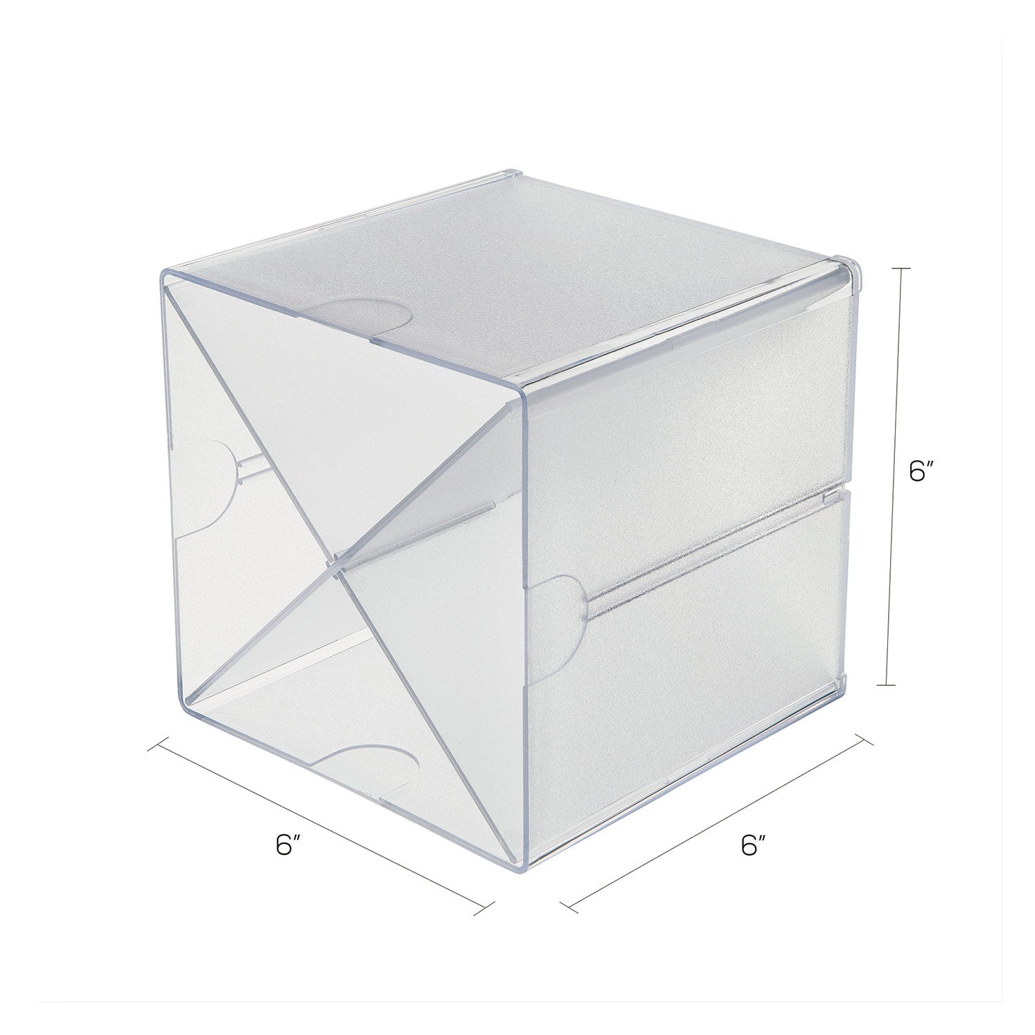 deflecto® Stackable Cube Organizer, X Divider, 4 Compartments, Plastic, 6 x 7.2 x 6, Clear