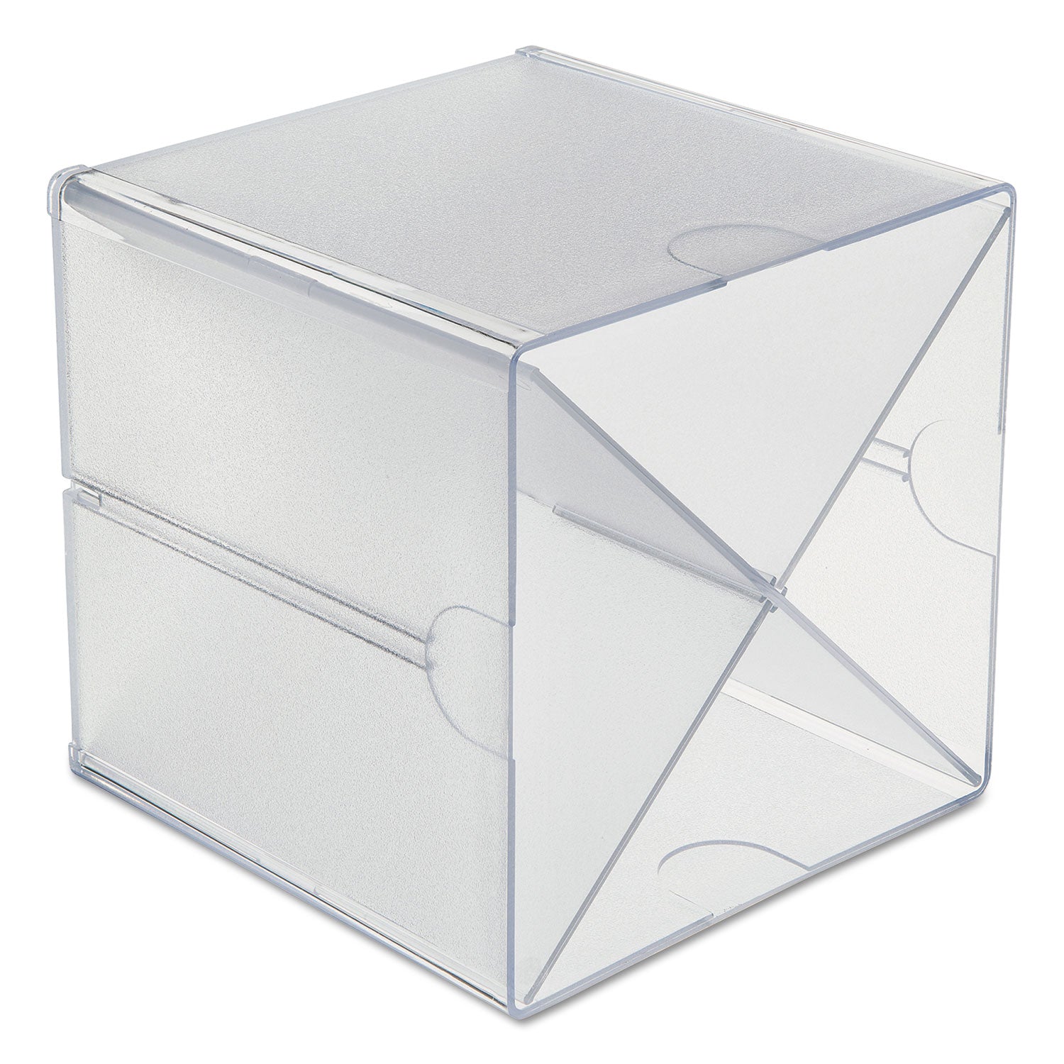 deflecto® Stackable Cube Organizer, X Divider, 4 Compartments, Plastic, 6 x 7.2 x 6, Clear