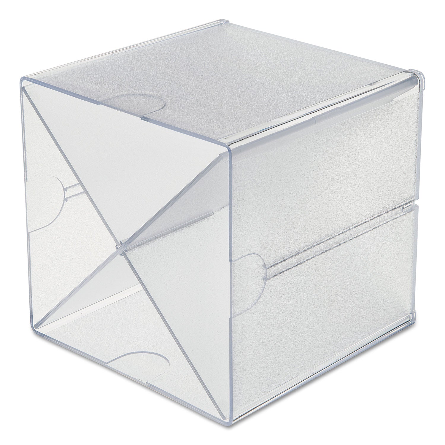 deflecto® Stackable Cube Organizer, X Divider, 4 Compartments, Plastic, 6 x 7.2 x 6, Clear