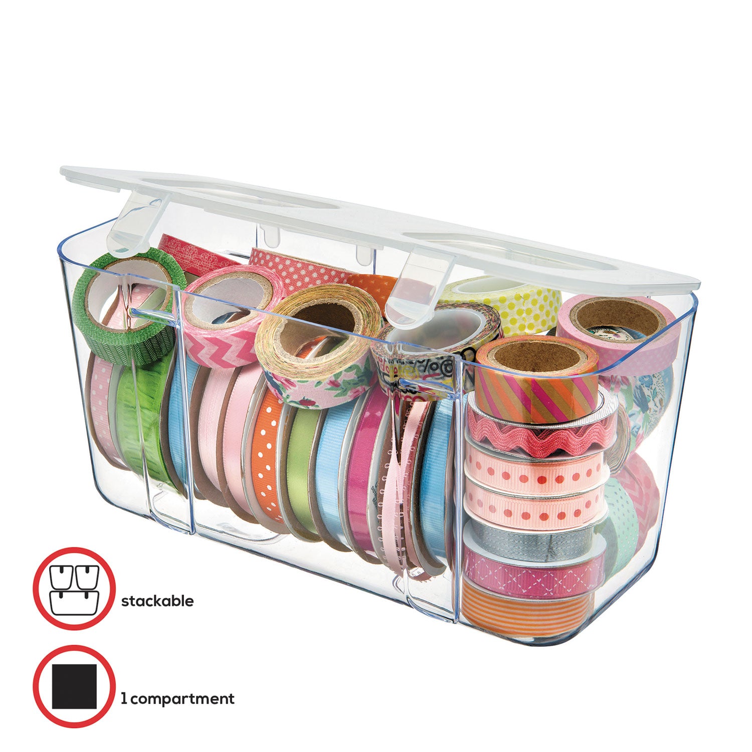 deflecto® Stackable Caddy Organizer, Medium, Plastic, 8.8 x 4 x 4.38, White