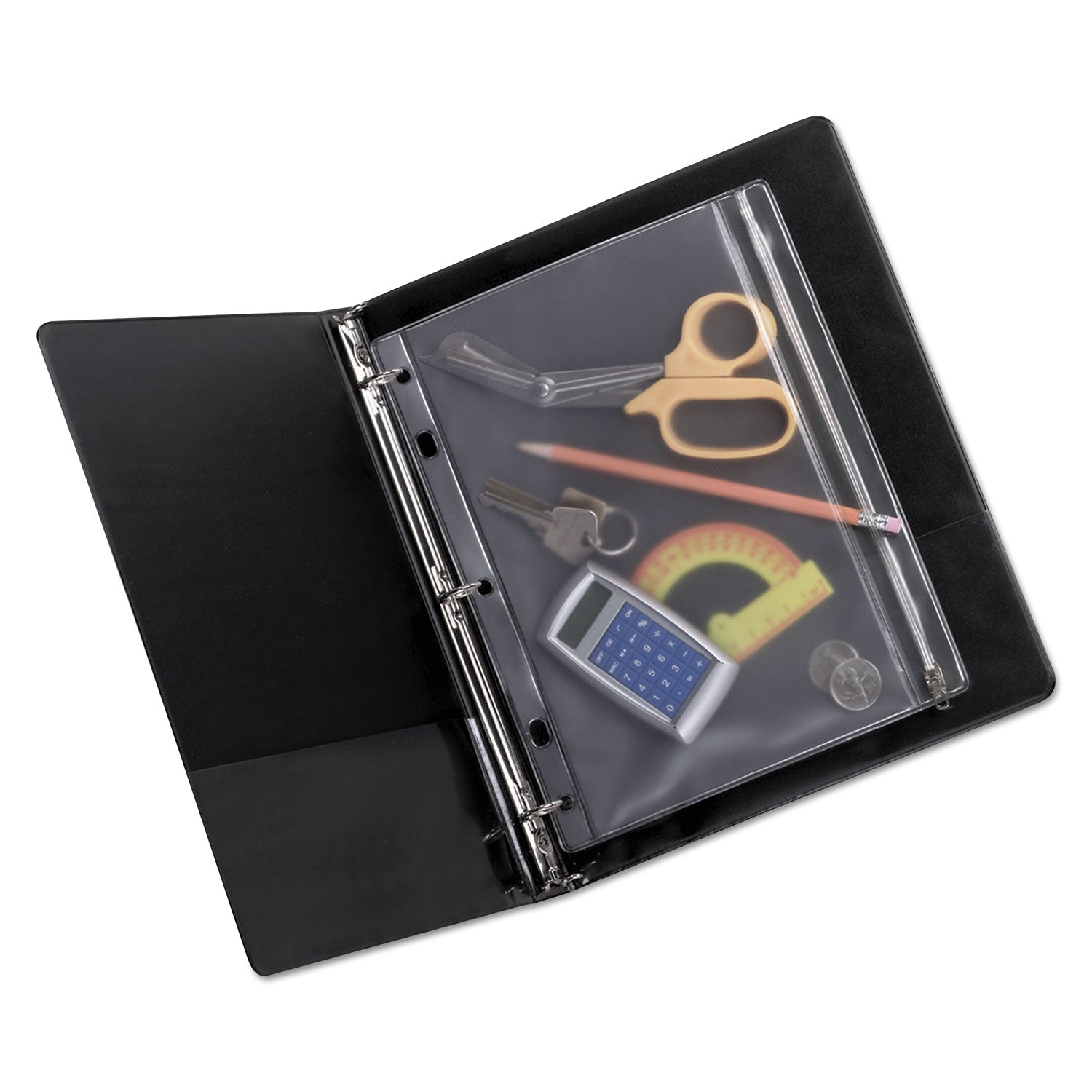 Oxford™ Zippered Ring Binder Pocket, 10.5 x 8, Clear