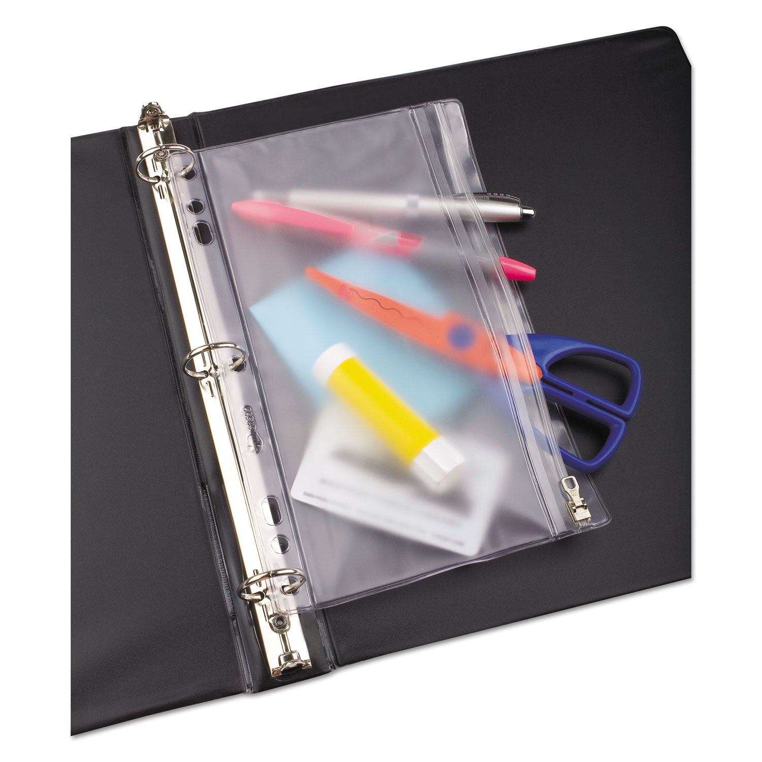 Oxford™ Zippered Ring Binder Pocket, 6 x 9.5, Clear