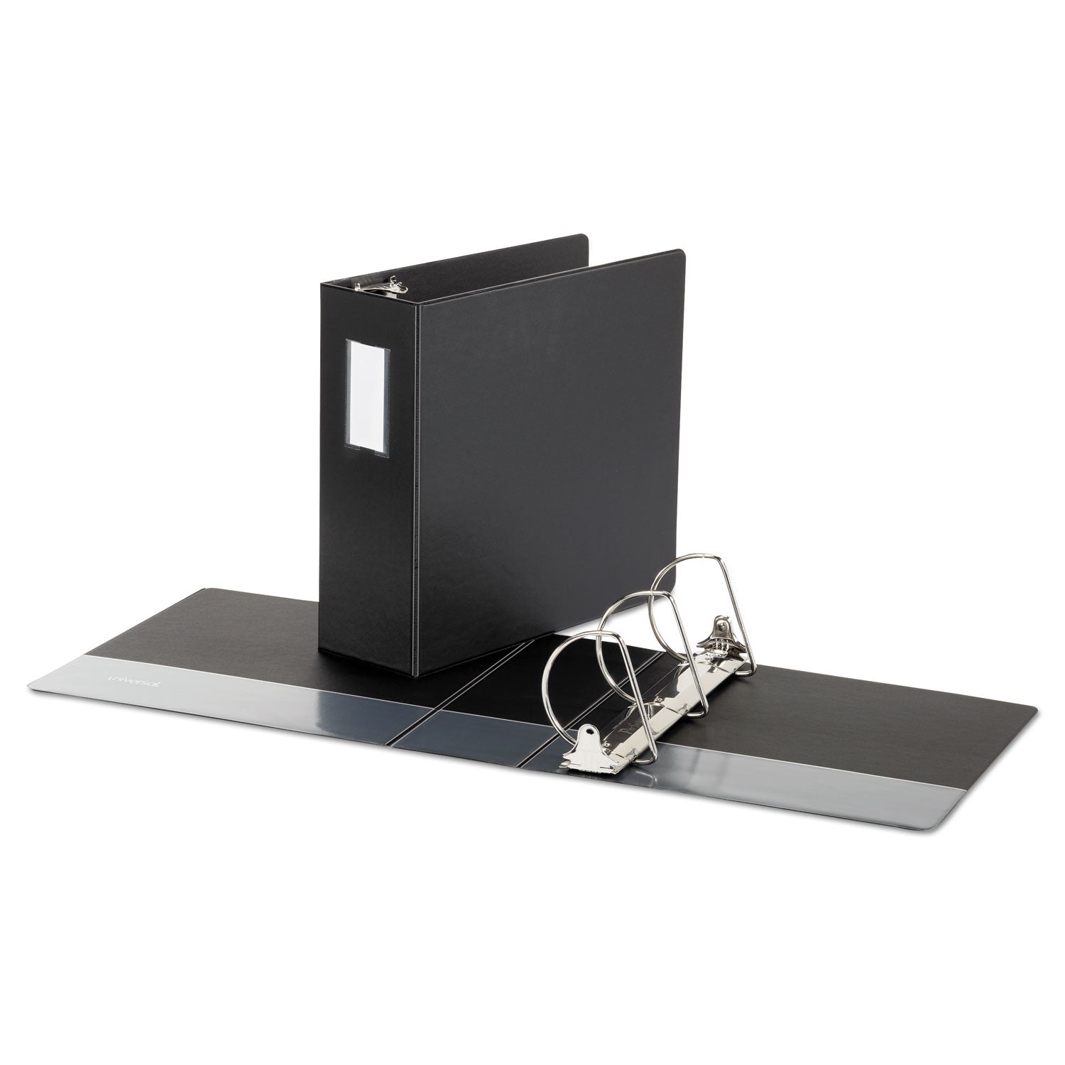 Deluxe Non-View D-Ring Binder with Label Holder, 3 Rings, 4" Capacity, 11 x 8.5, Black