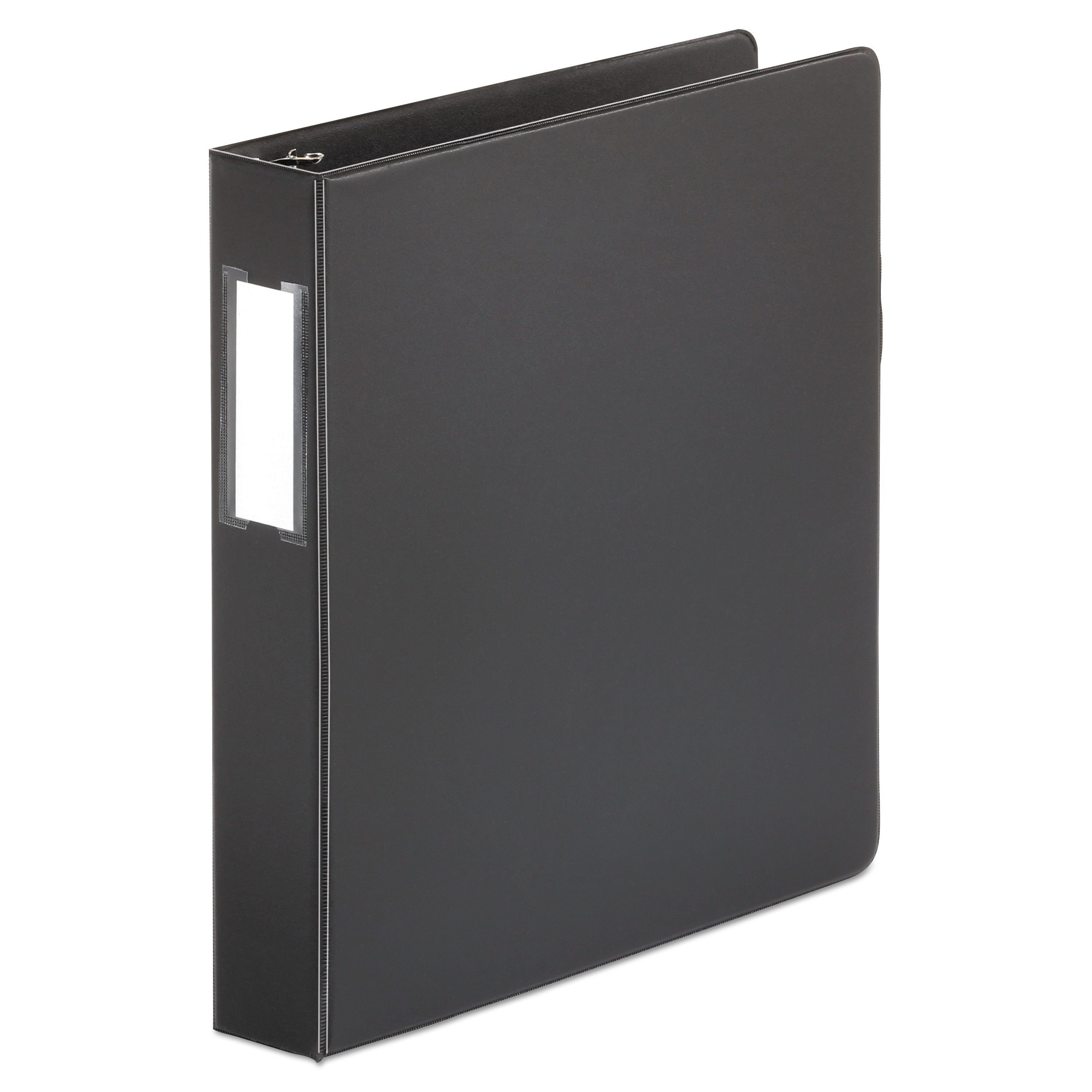 Universal® Deluxe Non-View D-Ring Binder with Label Holder, 3 Rings, 1.5" Capacity, 11 x 8.5, Black