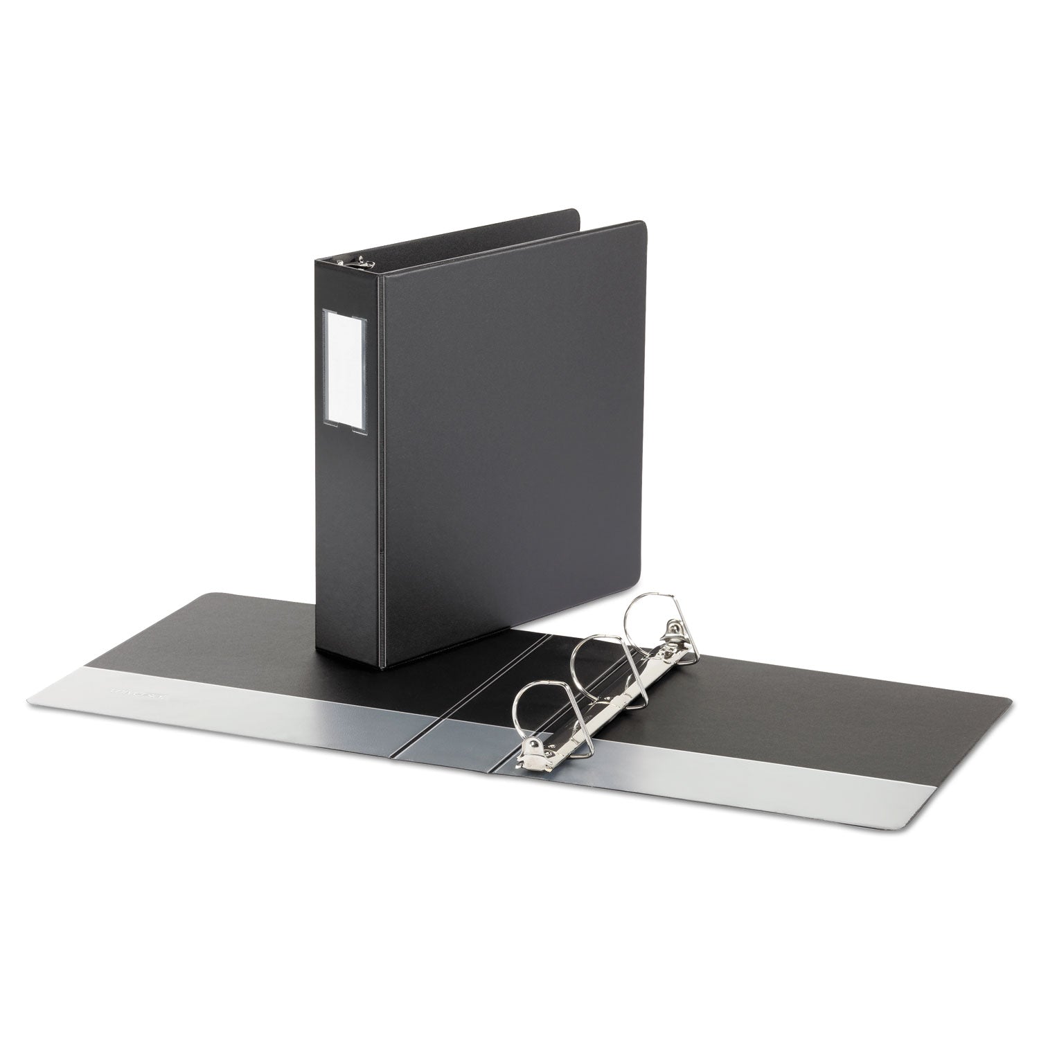 Universal® Deluxe Non-View D-Ring Binder with Label Holder, 3 Rings, 2" Capacity, 11 x 8.5, Black