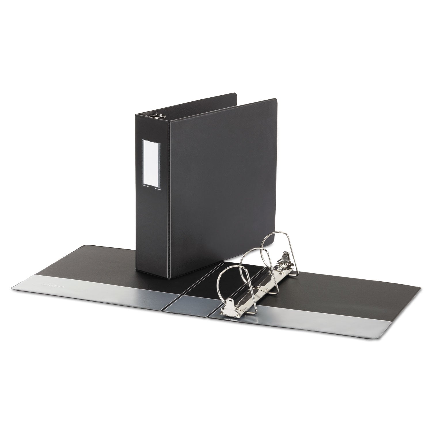 Universal® Deluxe Non-View D-Ring Binder with Label Holder, 3 Rings, 3" Capacity, 11 x 8.5, Black