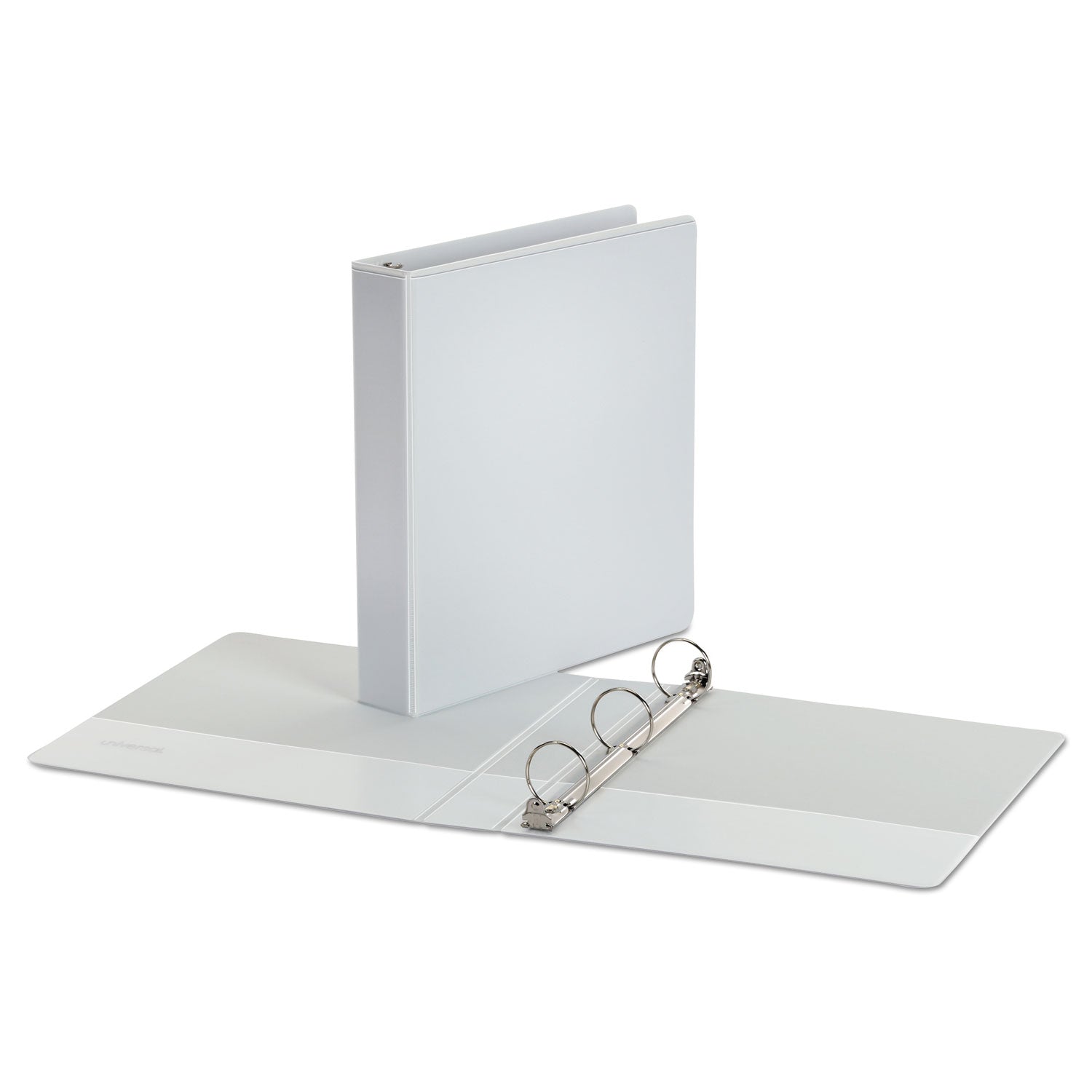 Universal® Economy Round Ring View Binder, 3 Rings, 1.5" Capacity, 11 x 8.5, White