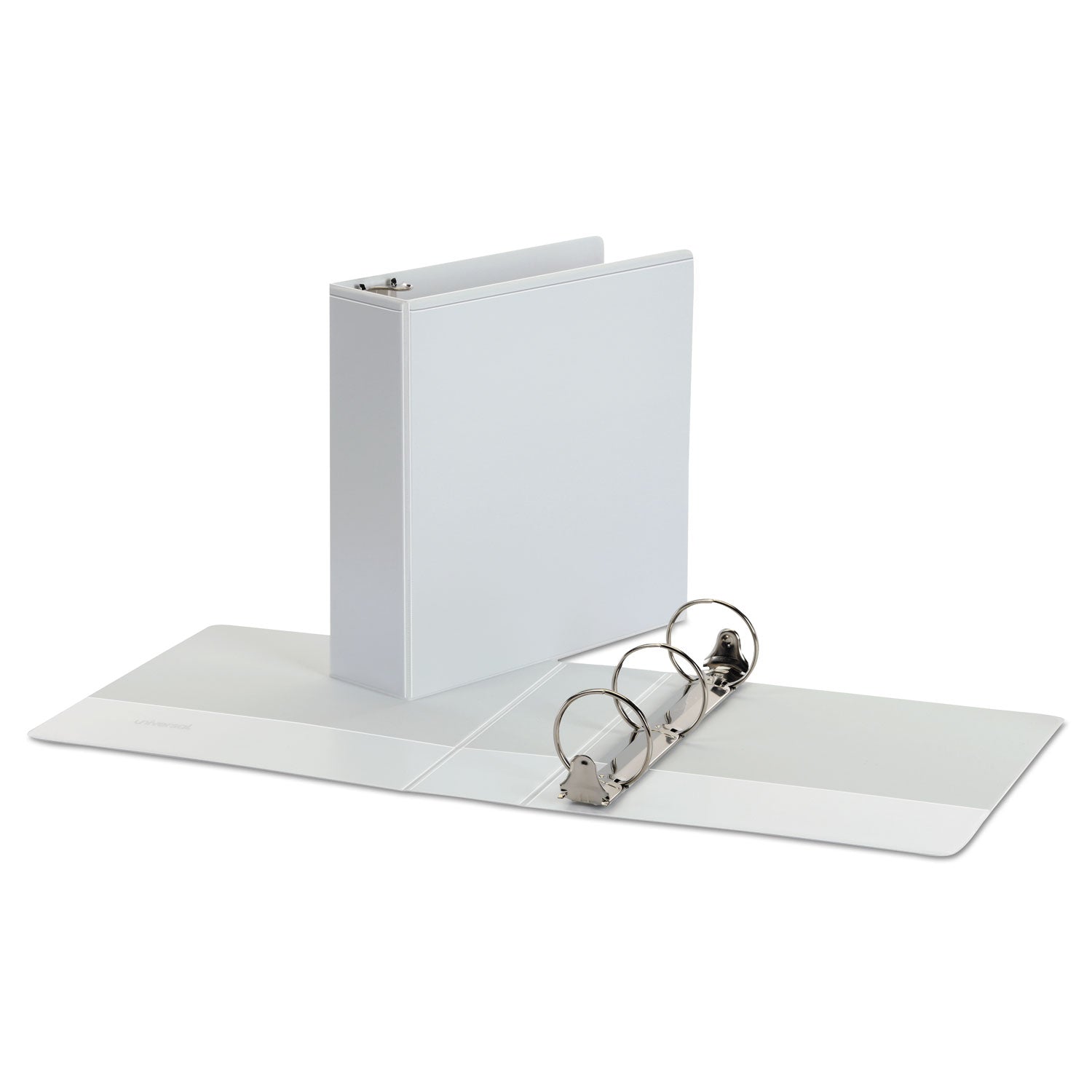 Universal® Economy Round Ring View Binder, 3 Rings, 3" Capacity, 11 x 8.5, White