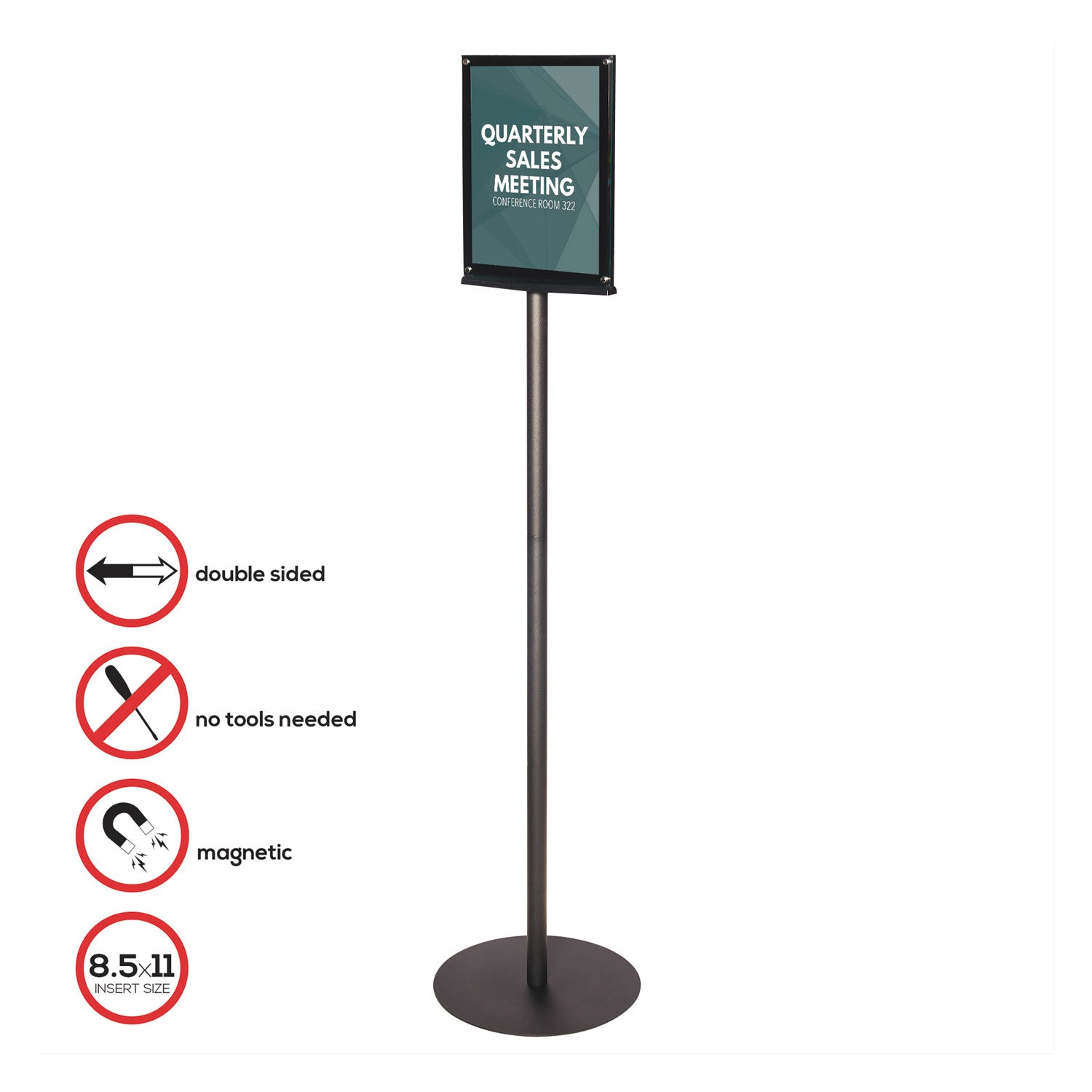 deflecto® Double-Sided Magnetic Sign Display, 8.5 x 11 Insert, 56