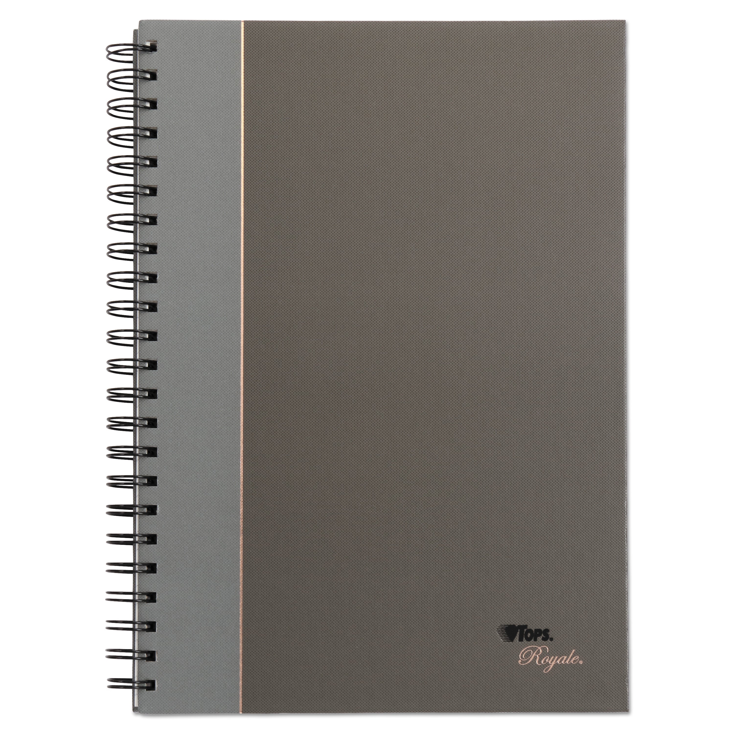 Royale Wirebound Business Notebooks, 1-Subject, Medium/College Rule, Black/Gray Cover, (96) 11.75 x 8.25 Sheets