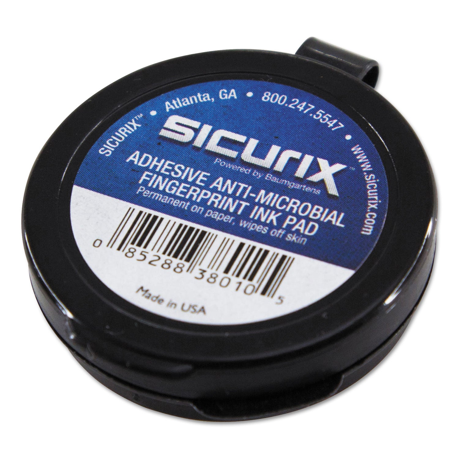 SICURIX® Fingerprint Ink Pad, 1.5" Diameter, Black