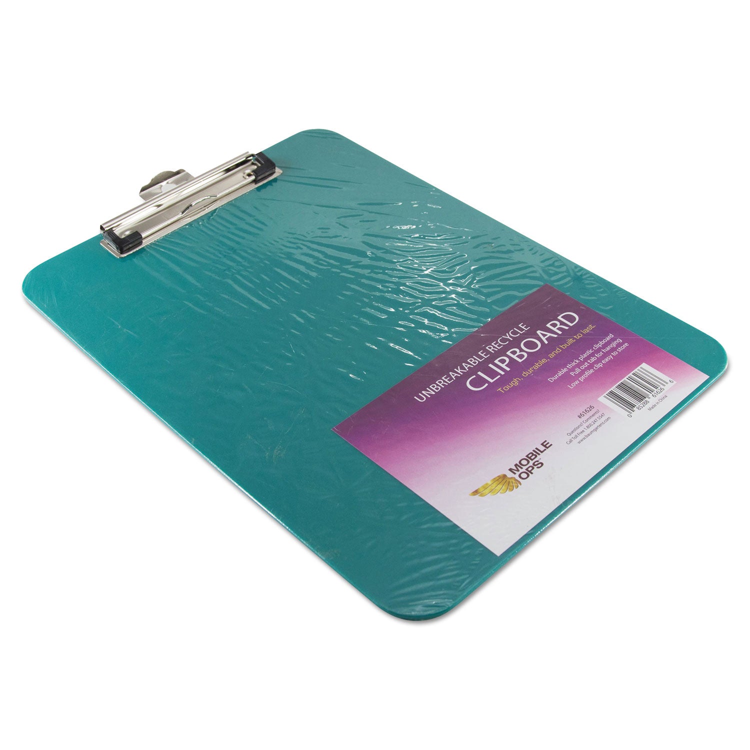 Mobile OPS® Unbreakable Recycled Clipboard, 0.25" Clip Capacity, Holds 8.5 x 11 Sheets, Green