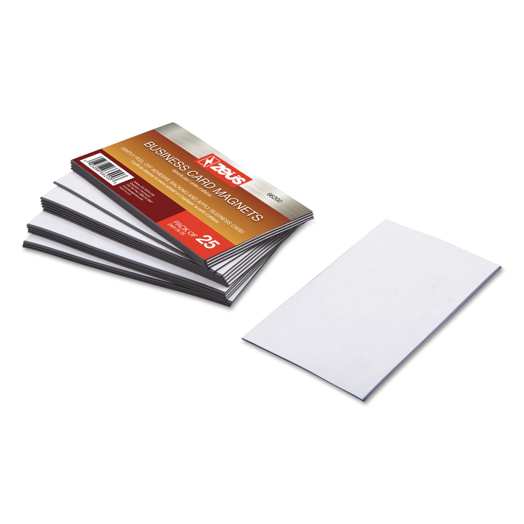 Business Card Magnets, 2 x 3.5, White, Adhesive Coated, 25/Pack