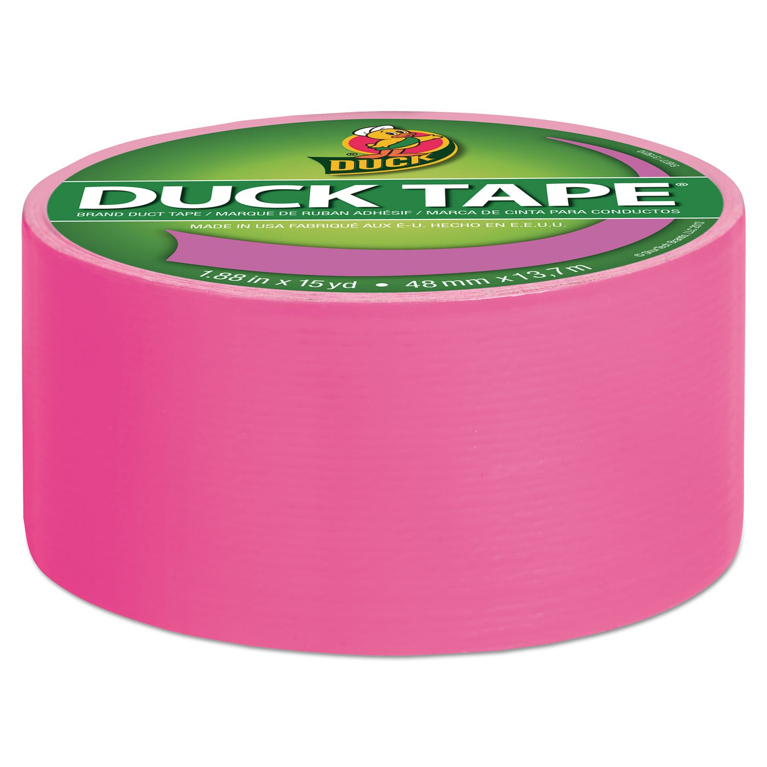 Duck® Colored Duct Tape, 3" Core, 1.88" x 15 yds, Neon Pink