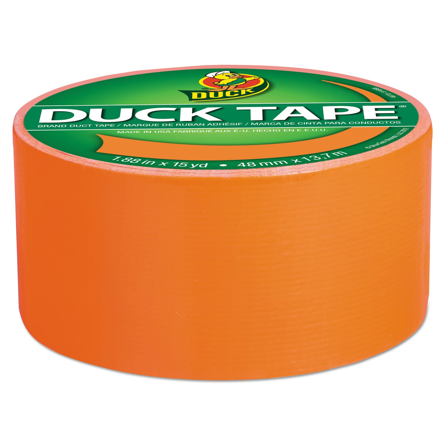 Duck® Colored Duct Tape, 3" Core, 1.88" x 15 yds, Neon Orange