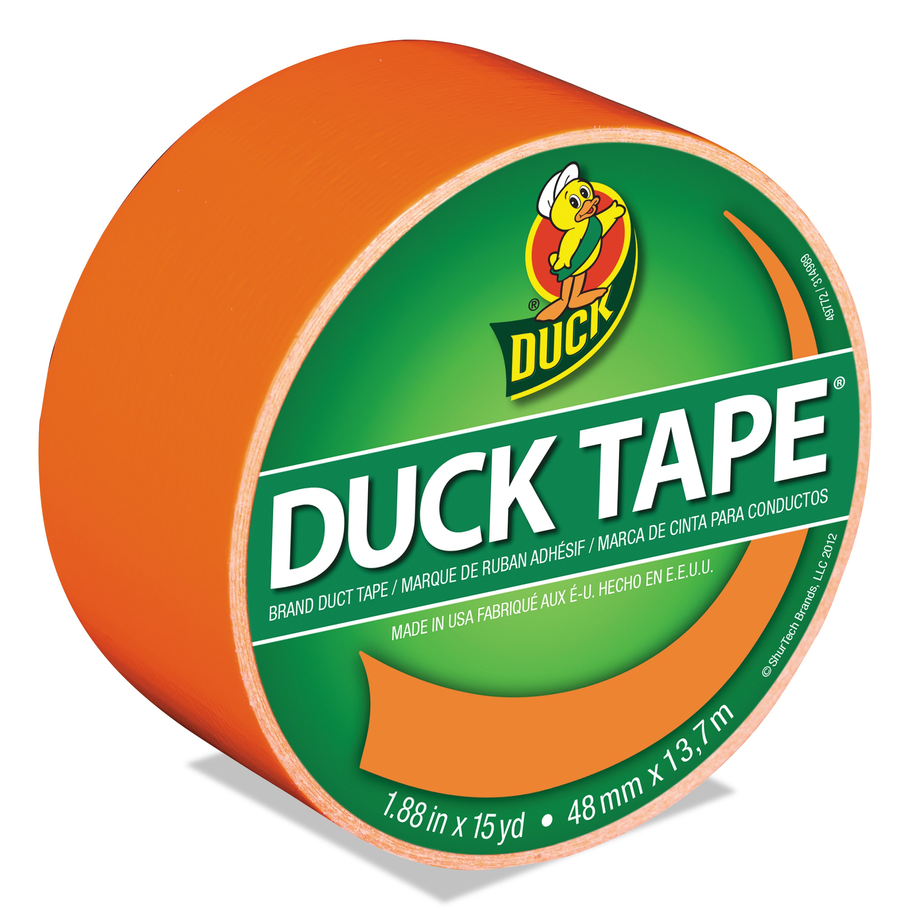 Colored Duct Tape, 3" Core, 1.88" x 15 yds, Neon Orange