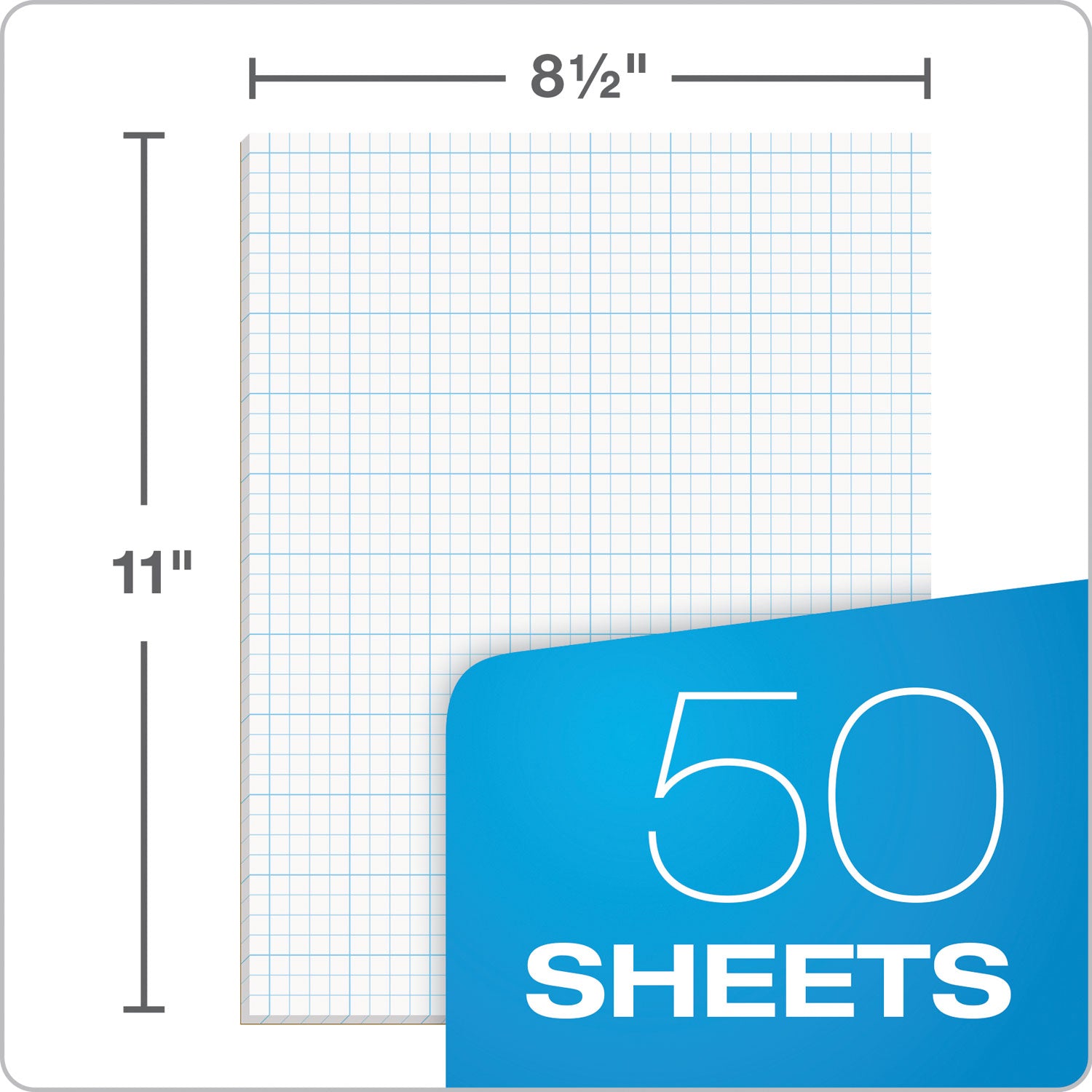 TOPS™ Cross Section Pads, Cross-Section Quadrille Rule (4 sq/in, 1 sq/in), 50 White 8.5 x 11 Sheets