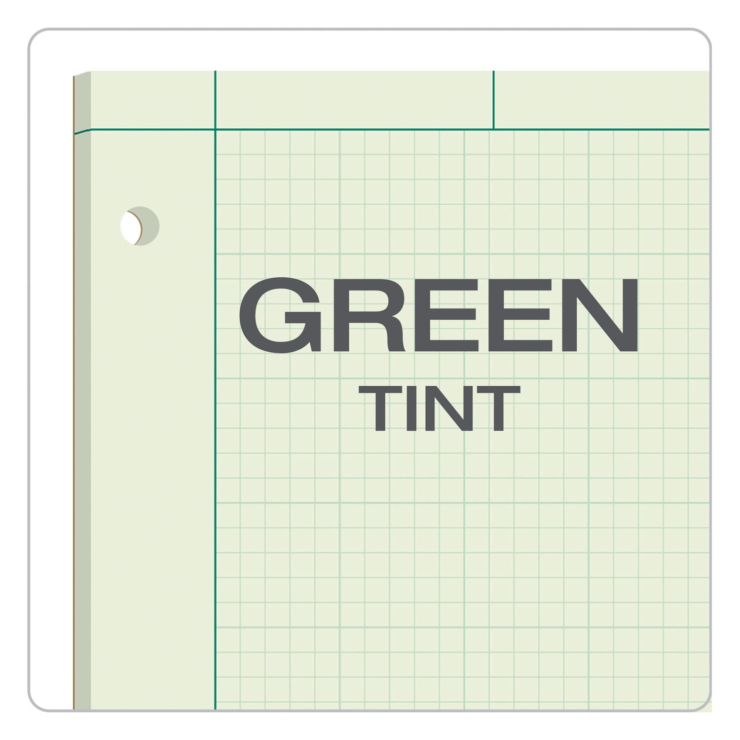 TOPS™ Engineering Computation Pads, Cross-Section Quadrille Rule (5 Sq/in, 1 Sq/in), Green Cover, 100 Green-Tint 8.5 X 11 Sheets