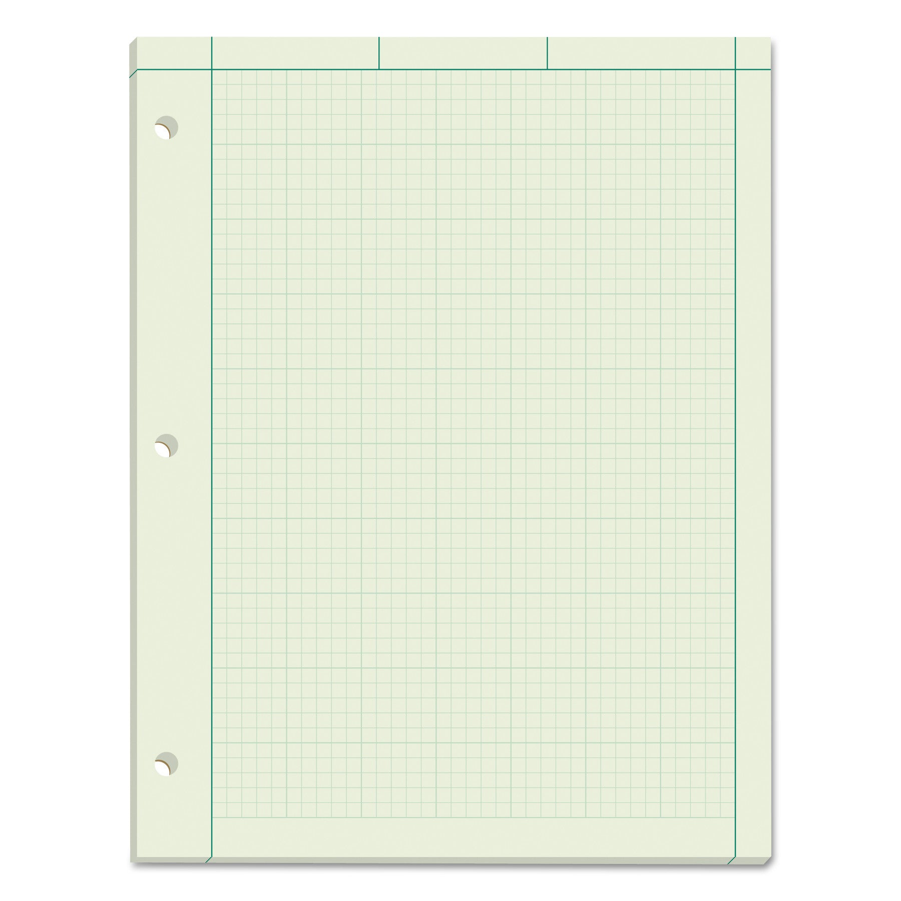 Engineering Computation Pads, Cross-Section Quadrille Rule (5 sq/in, 1 sq/in), Green Cover, 100 Green-Tint 8.5 x 11 Sheets