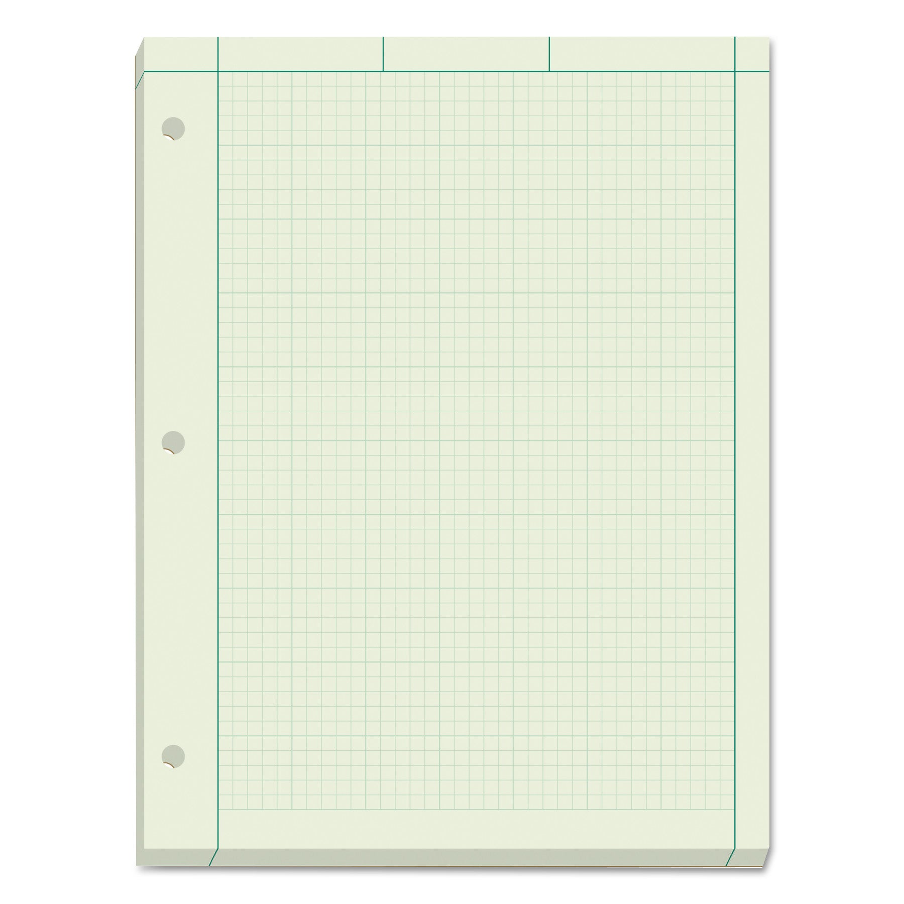 Engineering Computation Pads, Cross-Section Quadrille Rule (5 sq/in, 1 sq/in), Green Cover, 200 Green-Tint 8.5 x 11 Sheets