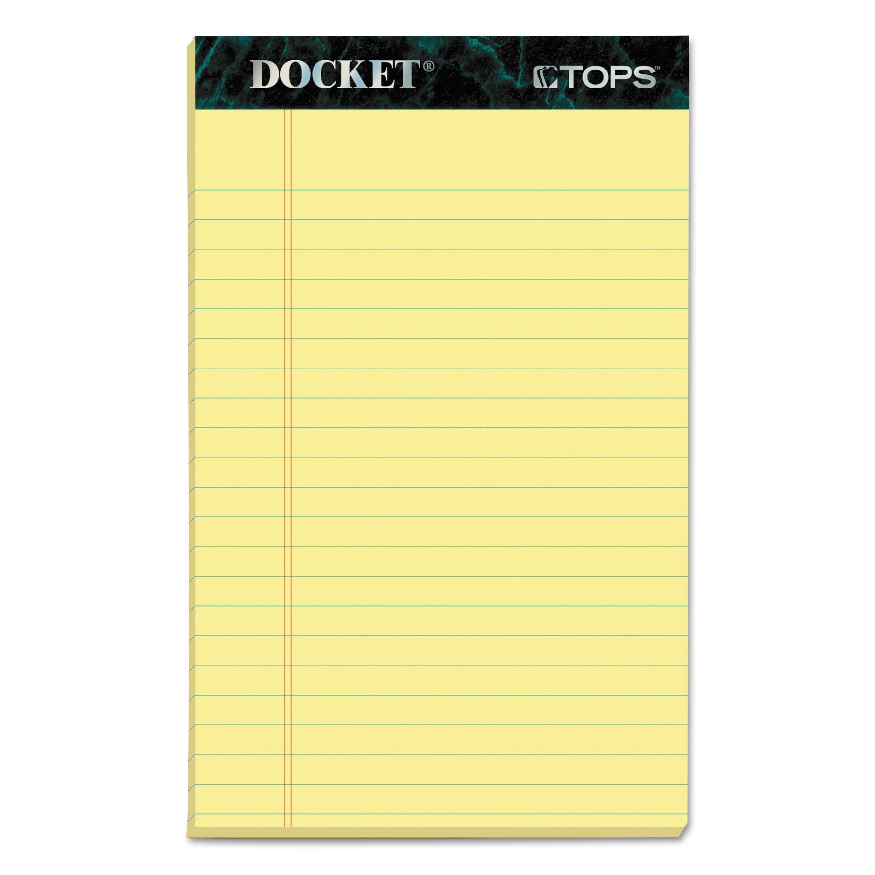 Docket Ruled Perforated Pads, Narrow Rule, 50 Canary-Yellow 5 x 8 Sheets, 12/Pack