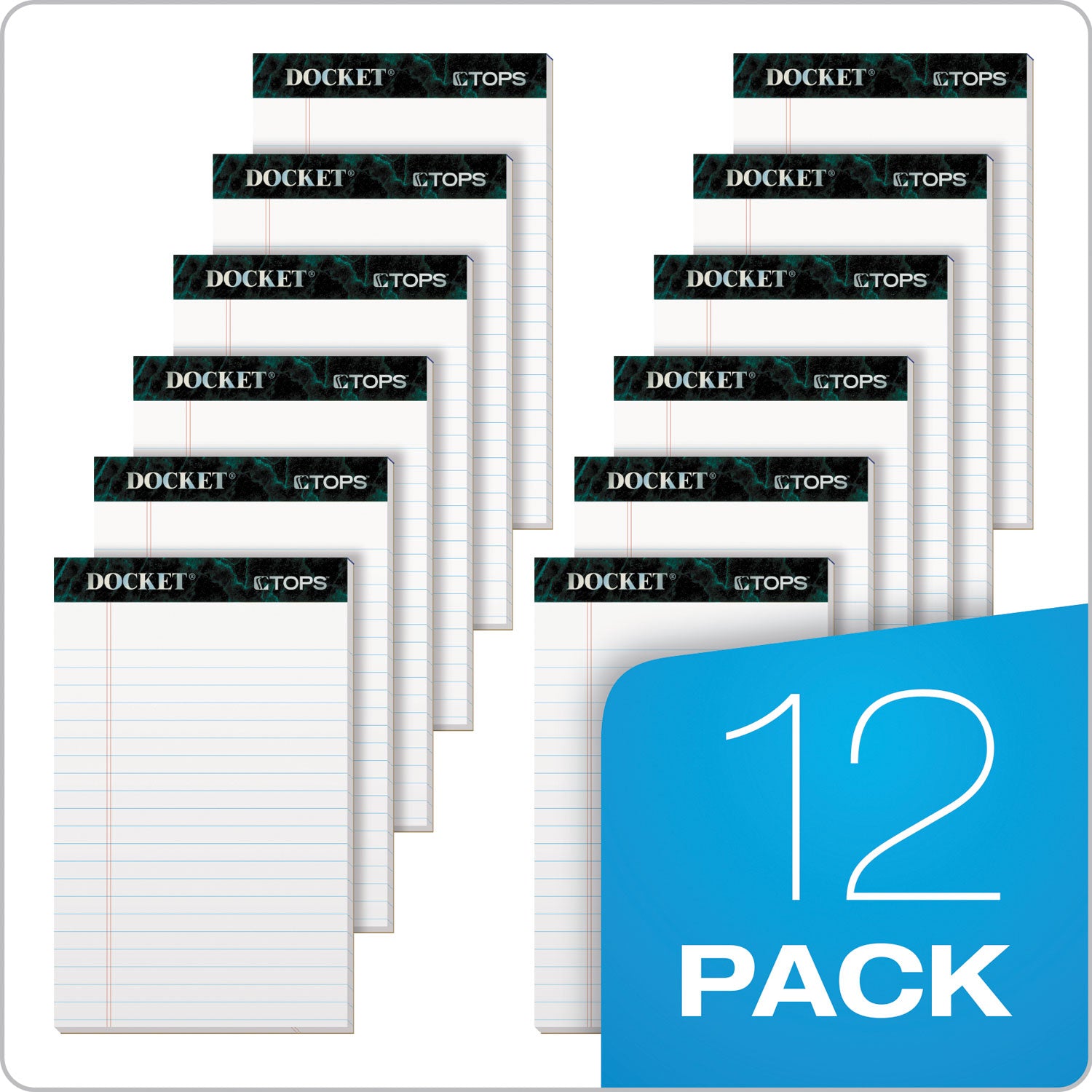 TOPS™ Docket Ruled Perforated Pads, Wide/legal Rule, 50 White 8.5 X 11.75 Sheets, 12/pack