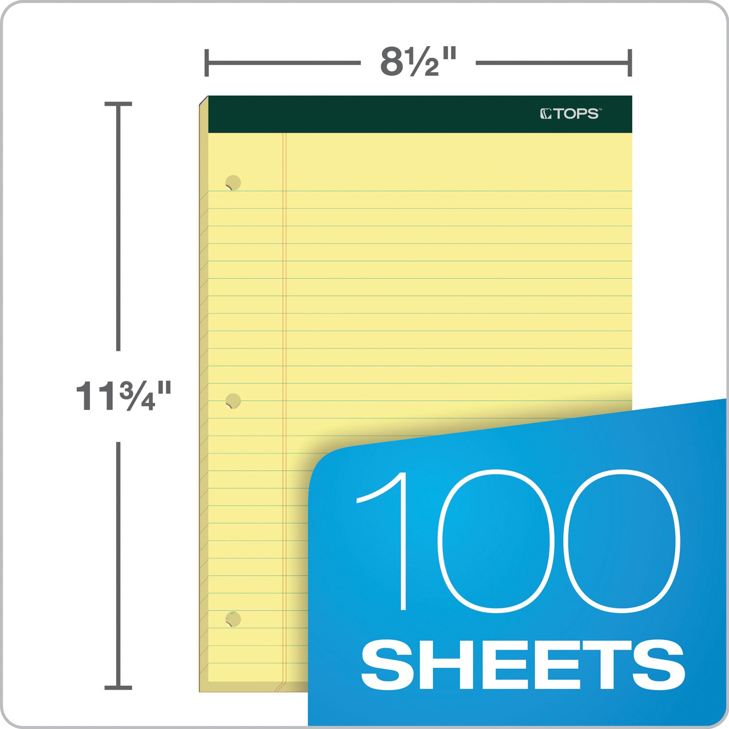 TOPS™ Double Docket Ruled Pads, Wide/legal Rule, 100 Canary-Yellow 8.5 X 11.75 Sheets, 6/pack