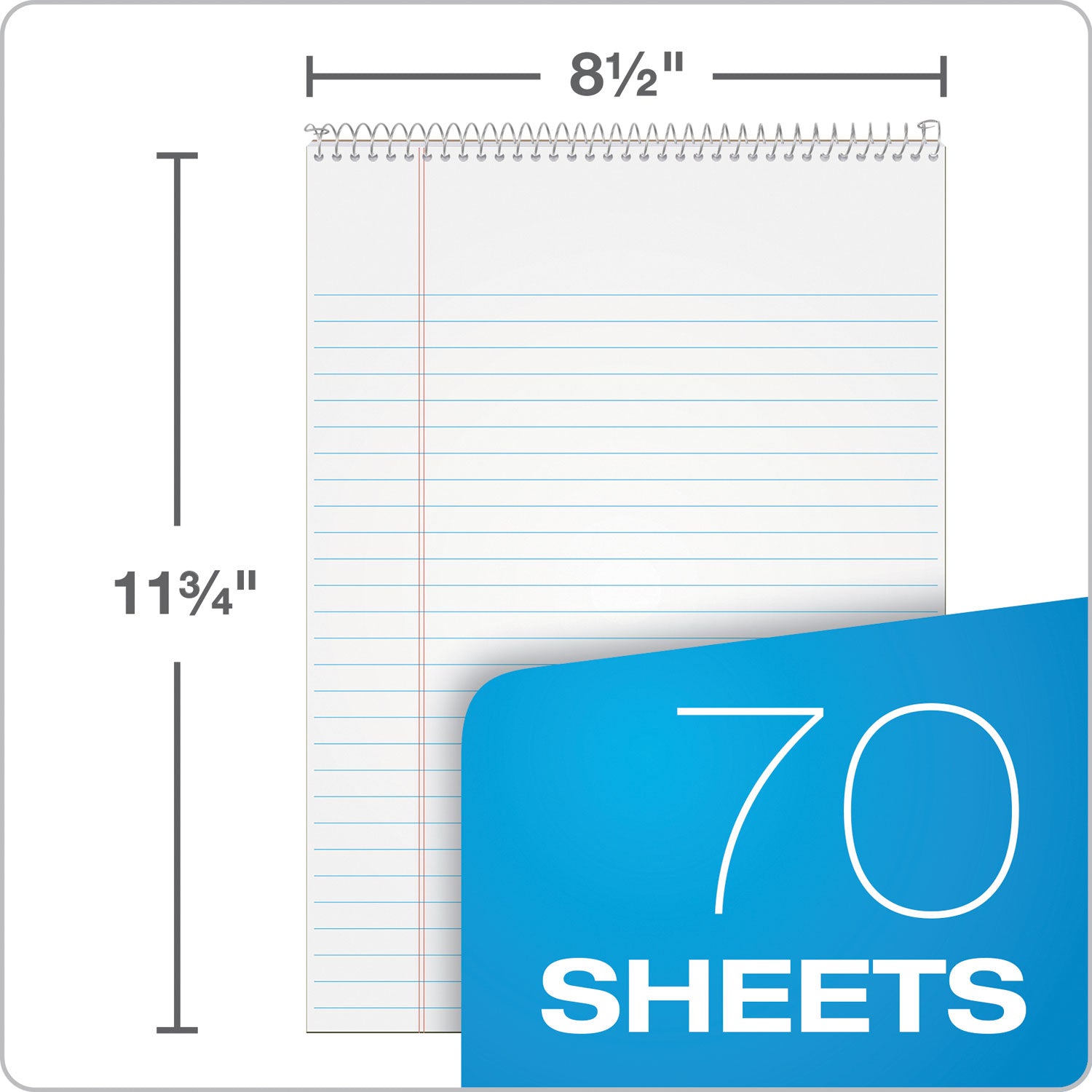 TOPS™ Docket Ruled Wirebound Pad with Cover, Wide/Legal Rule, Blue Cover, 70 White 8.5 x 11.75 Sheets